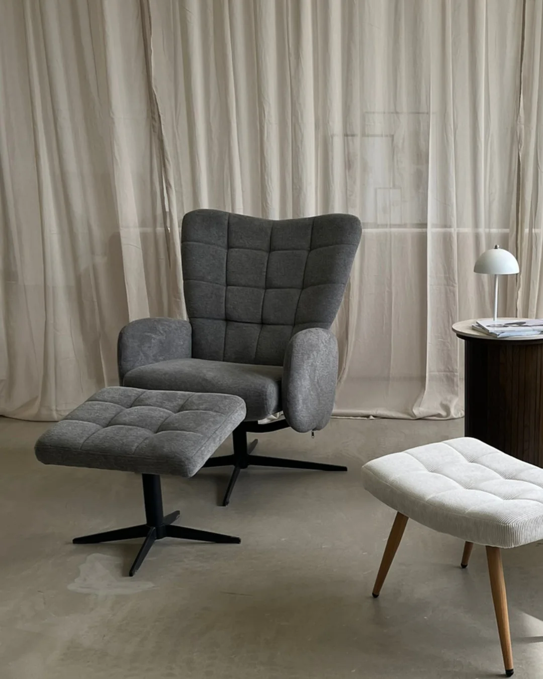 Alfred - Fauteuil inclinable avec repose-pieds - Gris - Image 3