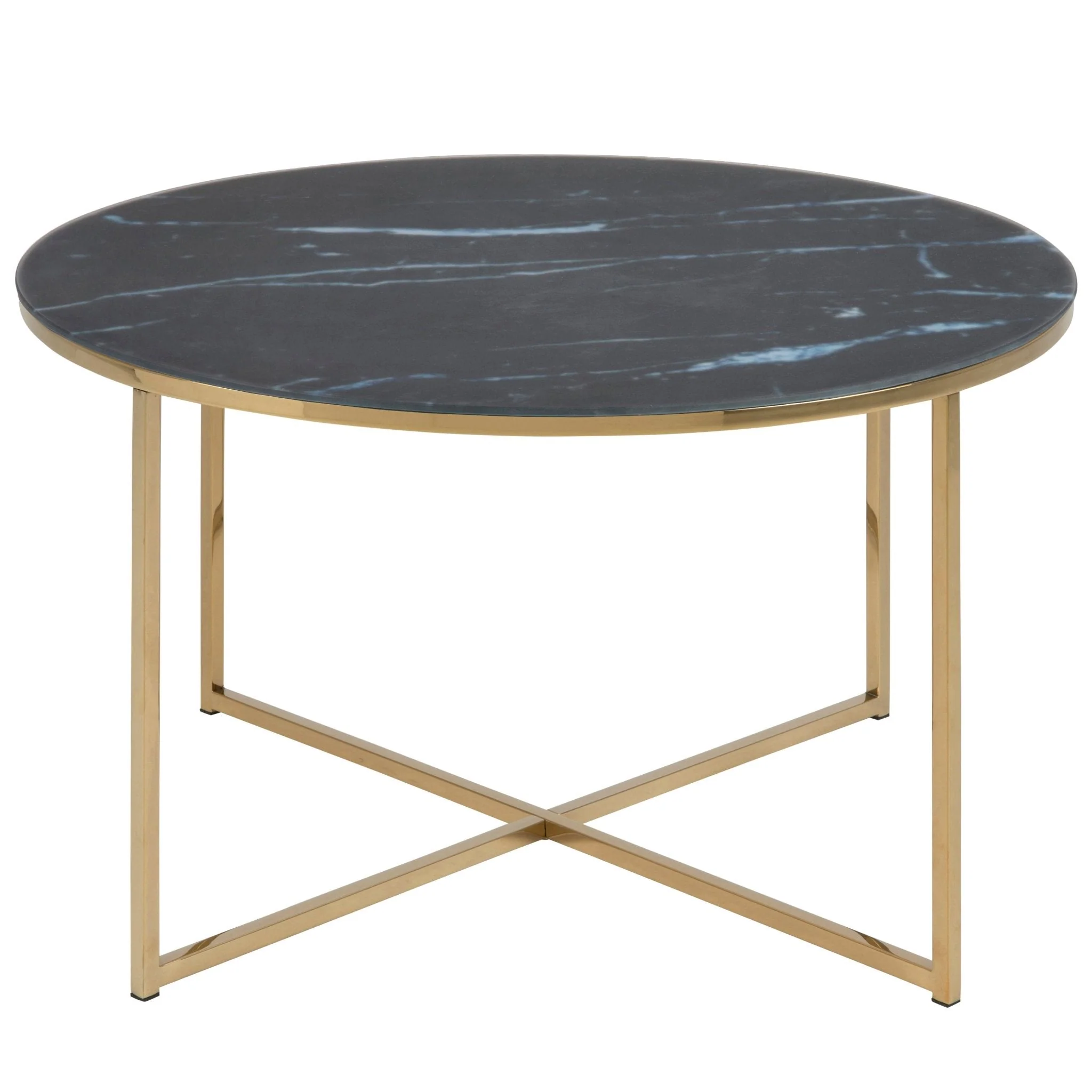 Alisma table basse en marbre noir avec pieds en chrome doré Ø80 cm - Image 3