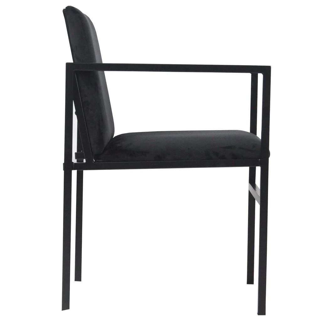 Allie - Chaise de salle à manger en velours noir avec accoudoirs - Image 6
