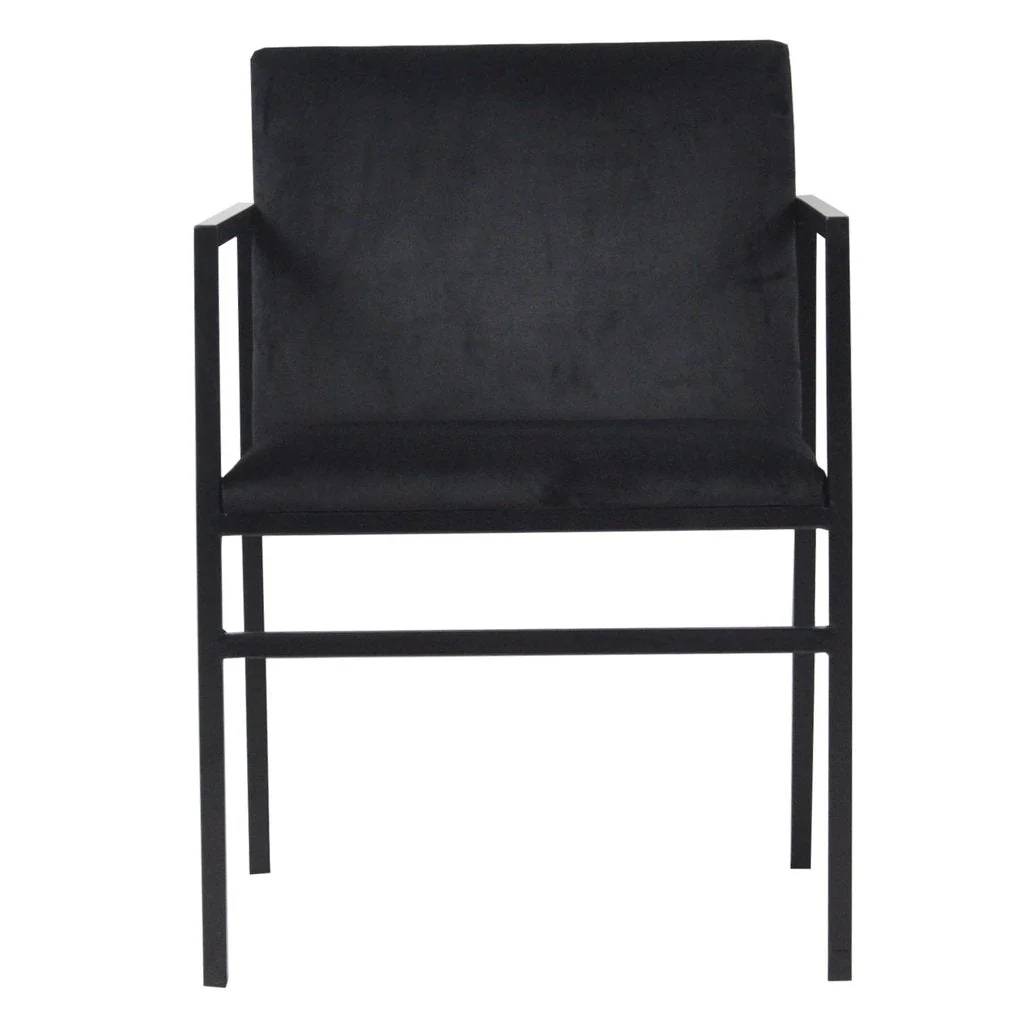 Allie - Chaise de salle à manger en velours noir avec accoudoirs - Image 8
