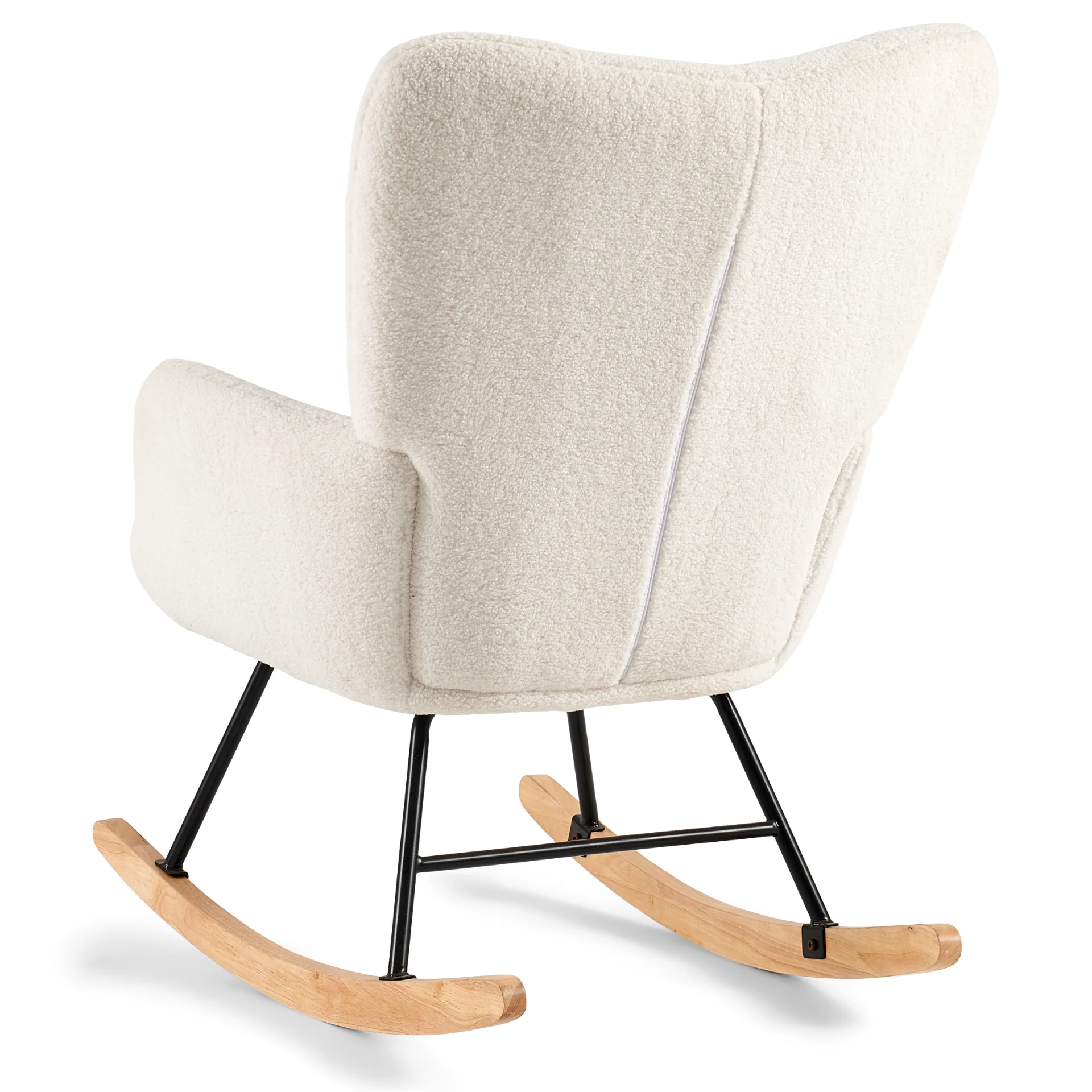 Allison fauteuil à bascule avec accoudoirs - peluche blanche/imitation peau de mouton - Image 2