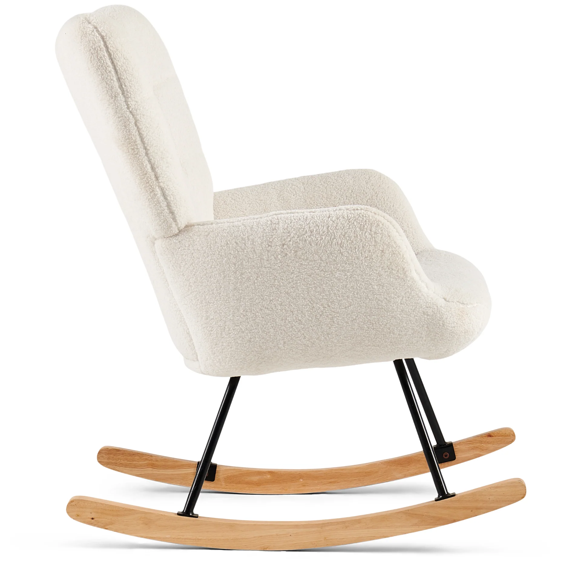 Allison fauteuil à bascule avec accoudoirs - peluche blanche/imitation peau de mouton - Image 3