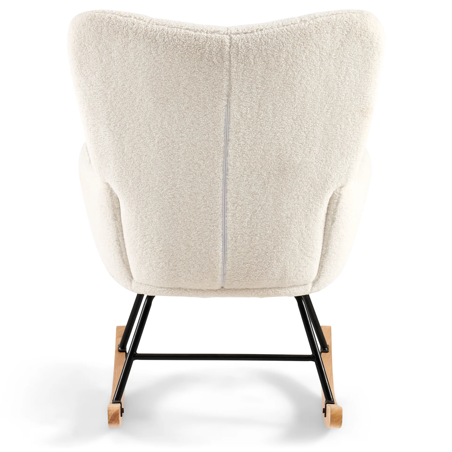 Allison fauteuil à bascule avec accoudoirs - peluche blanche/imitation peau de mouton - Image 4