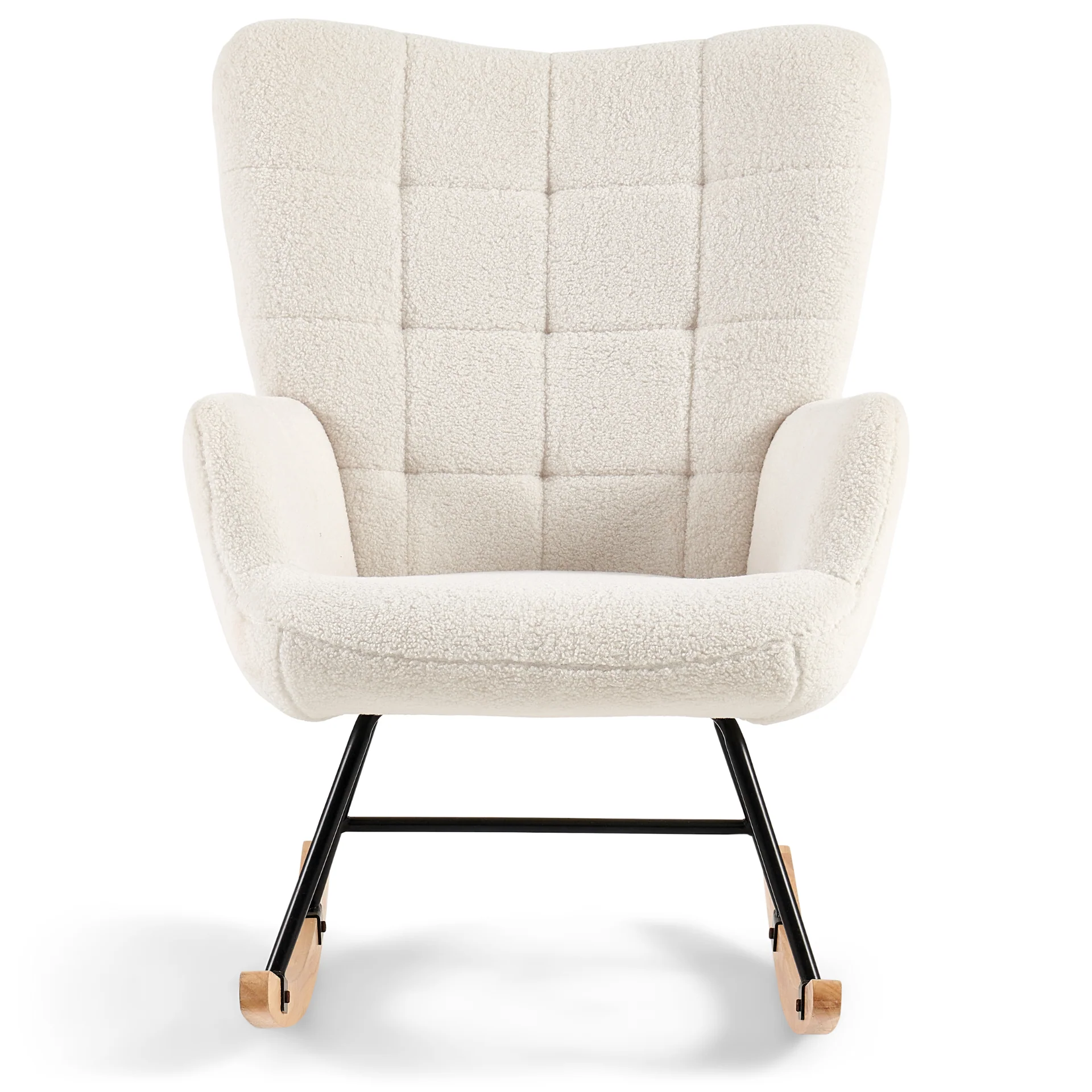 Allison fauteuil à bascule avec accoudoirs - peluche blanche/imitation peau de mouton - Image 5