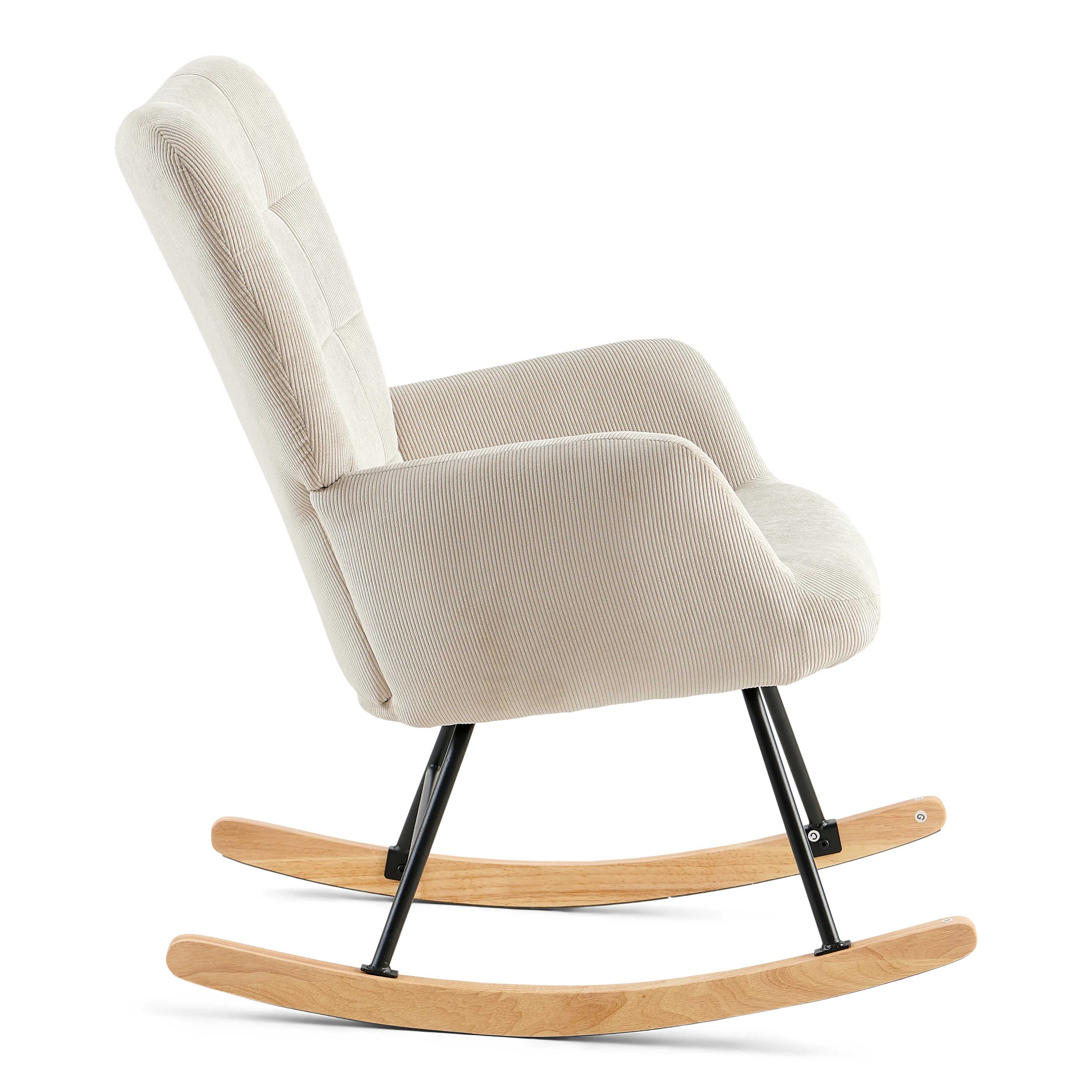 Allison - Fauteuil à bascule avec accoudoirs - Velours beige - Image 4