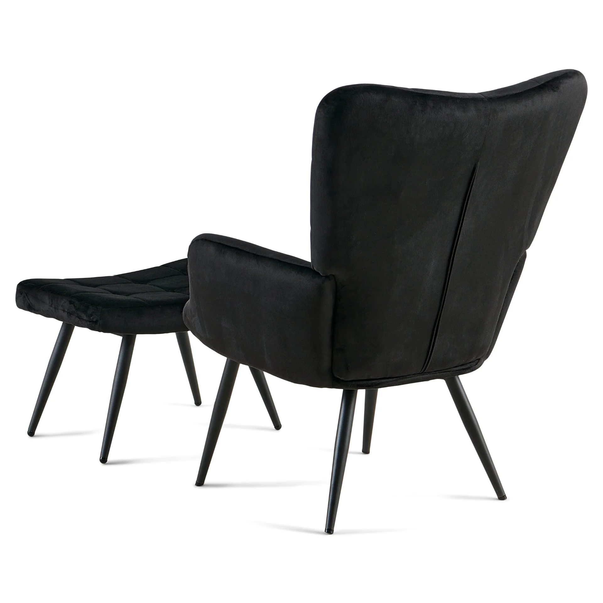 Allison Fauteuil avec repose-pieds - velours noir - Image 2