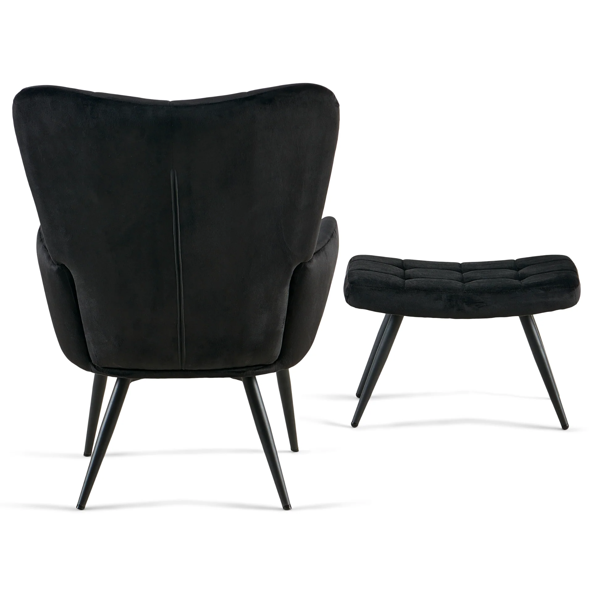 Allison Fauteuil avec repose-pieds - velours noir - Image 3