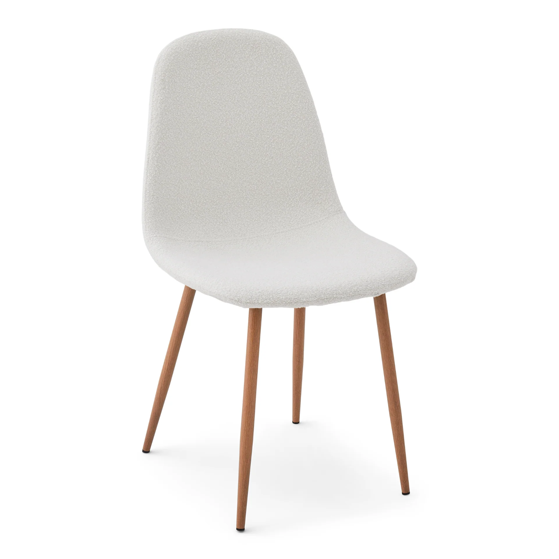 Anna Chaise de salle à manger - boucle blanche avec pieds en aspect chêne