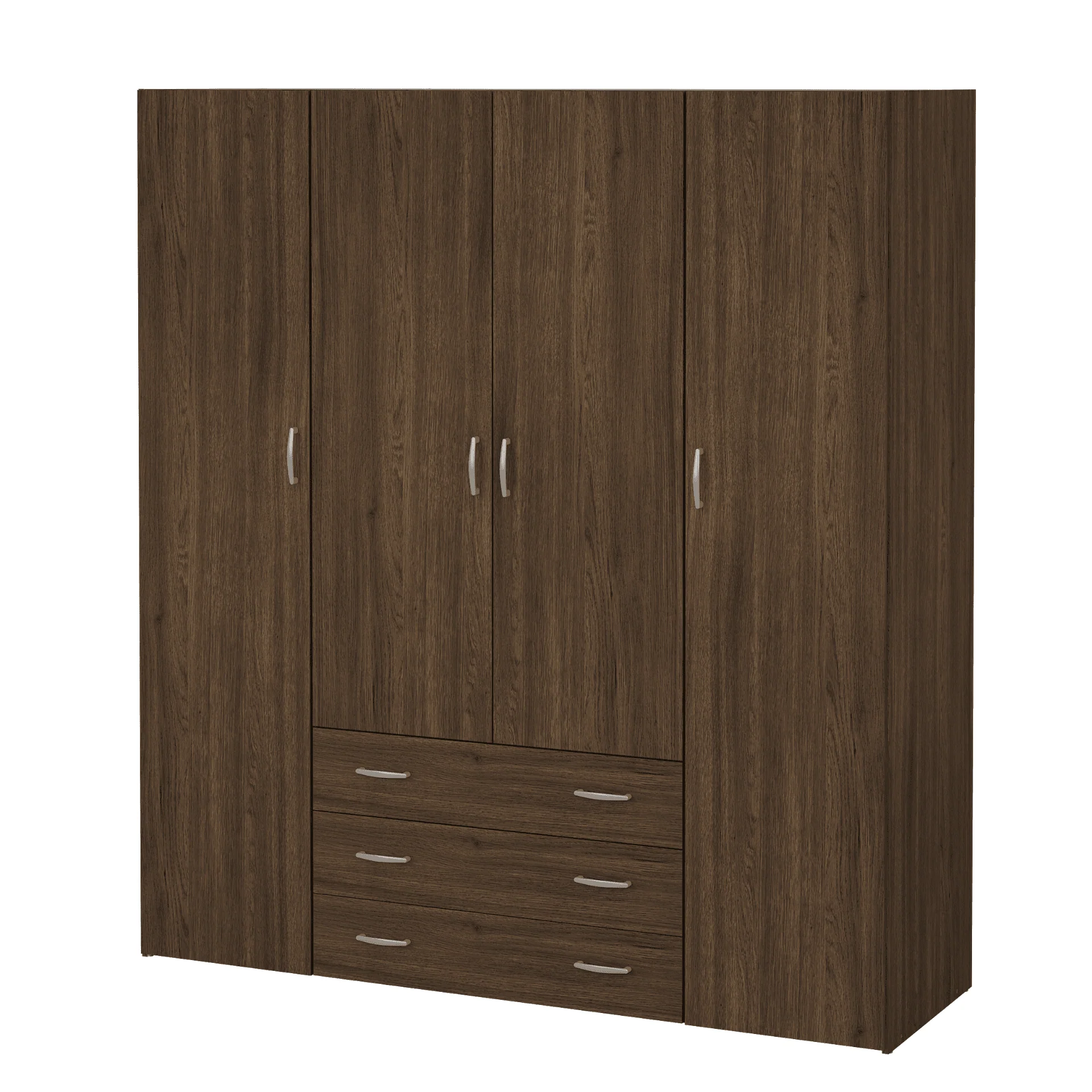 Malia armoire couleur chêne fumé 4 portes 3 tiroirs - Image 4