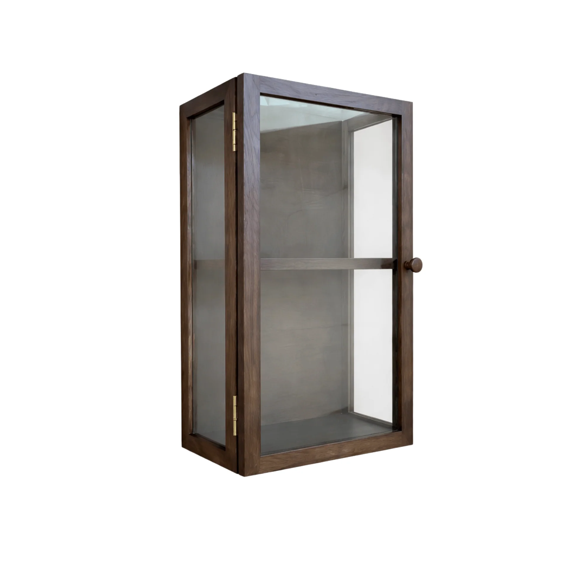 Armoire vitrine murale Piper 60x40x20 cm chêne fumé