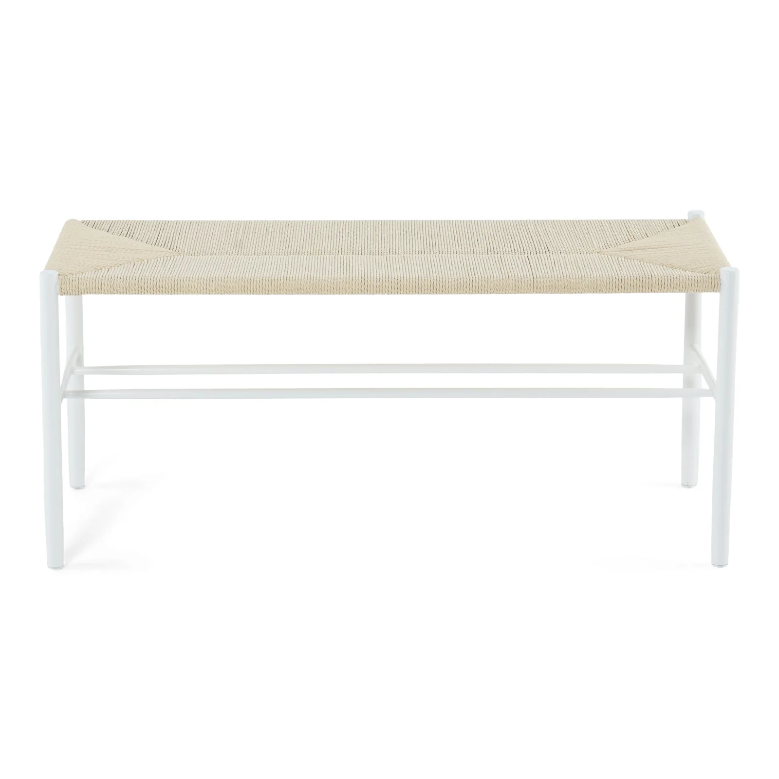 Bella - Banc blanc avec assise en rotin - Image 3