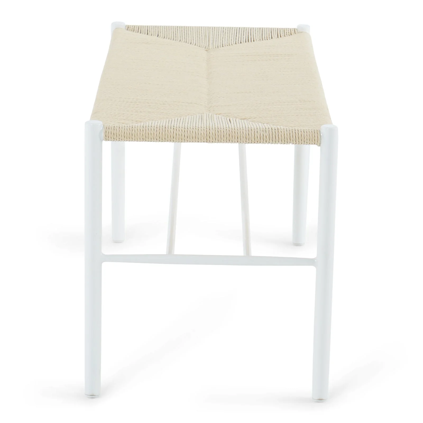 Bella - Banc blanc avec assise en rotin - Image 4