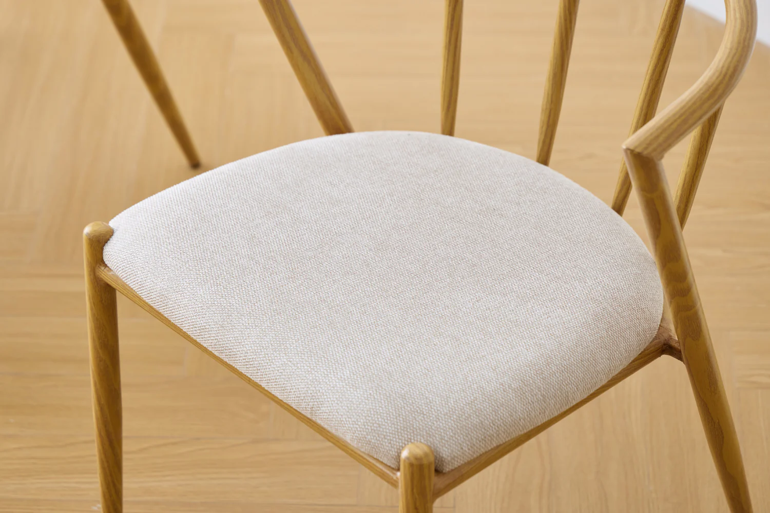 Bella Chaise de salle à manger - aspect chêne avec assise tapissée beige - Image 10
