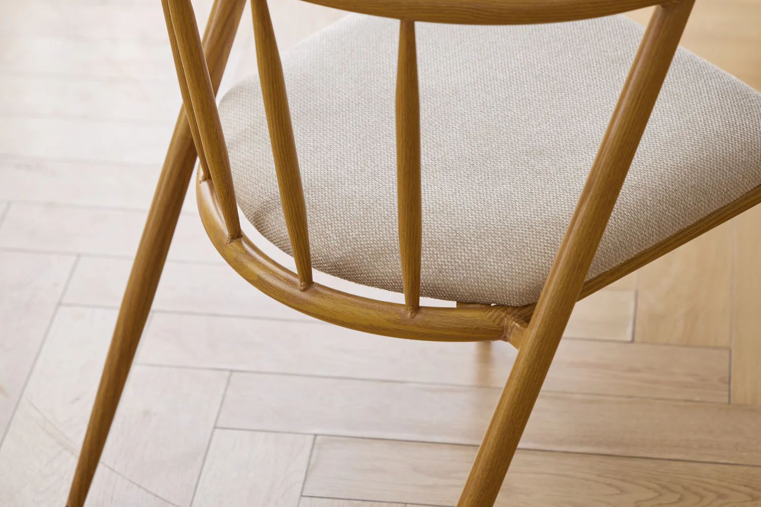 Bella Chaise de salle à manger - aspect chêne avec assise tapissée beige - Image 9