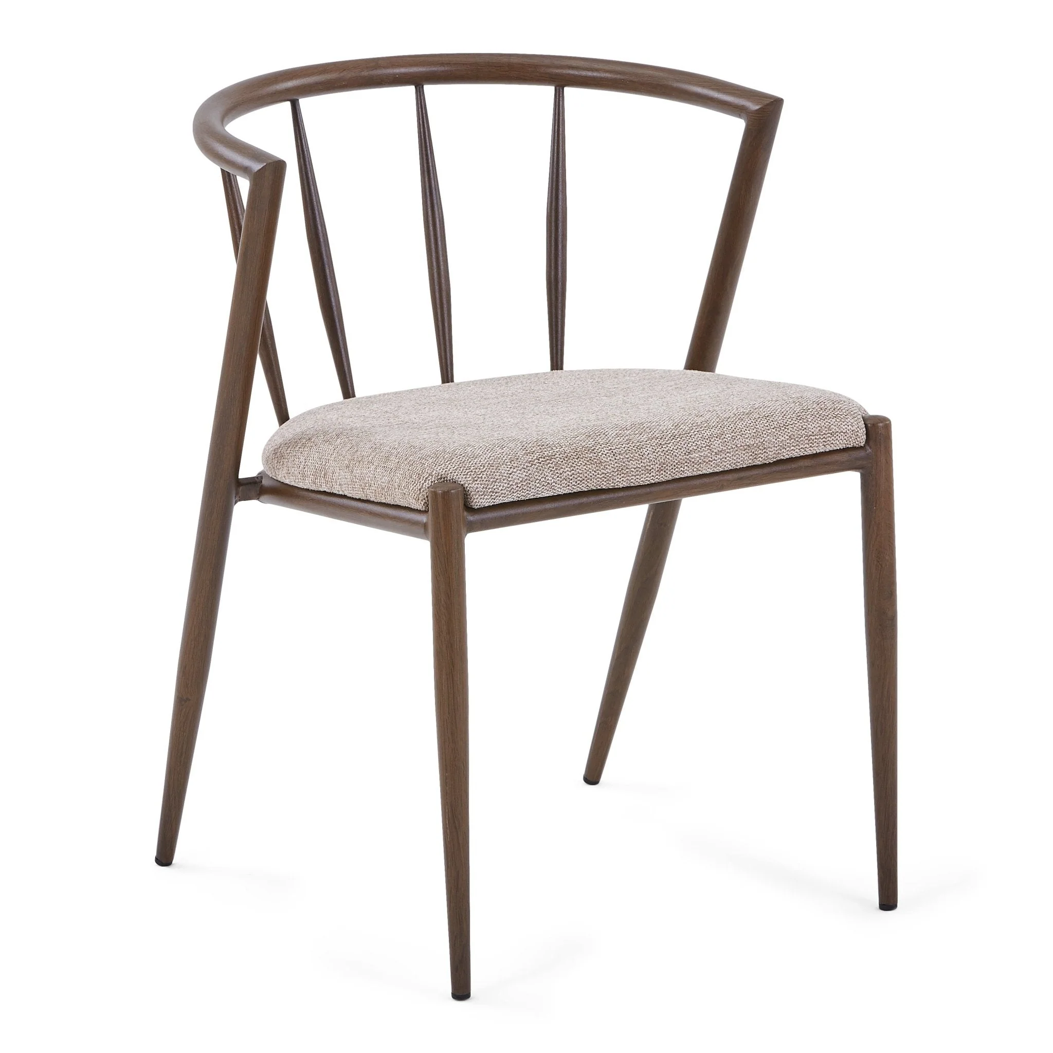 Bella Chaise de salle à manger - aspect chêne fumé avec assise tapissée sable