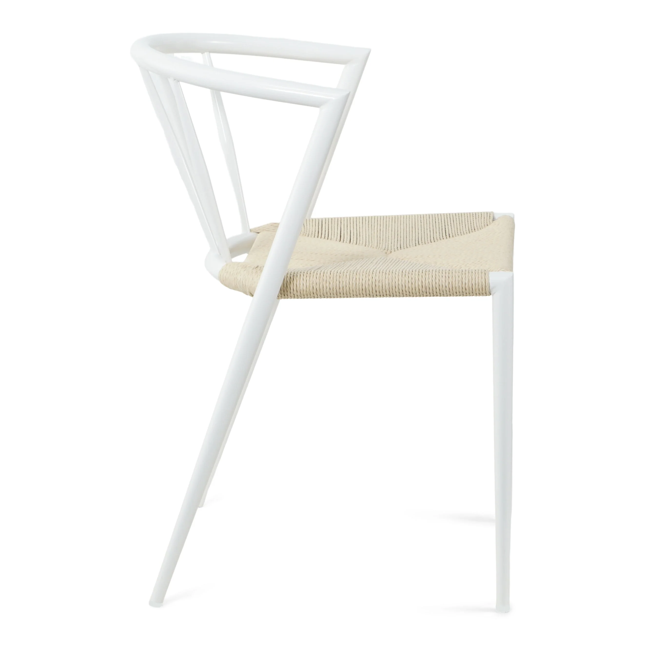 Bella - Chaise de salle à manger blanche avec siège en rotin - Image 5