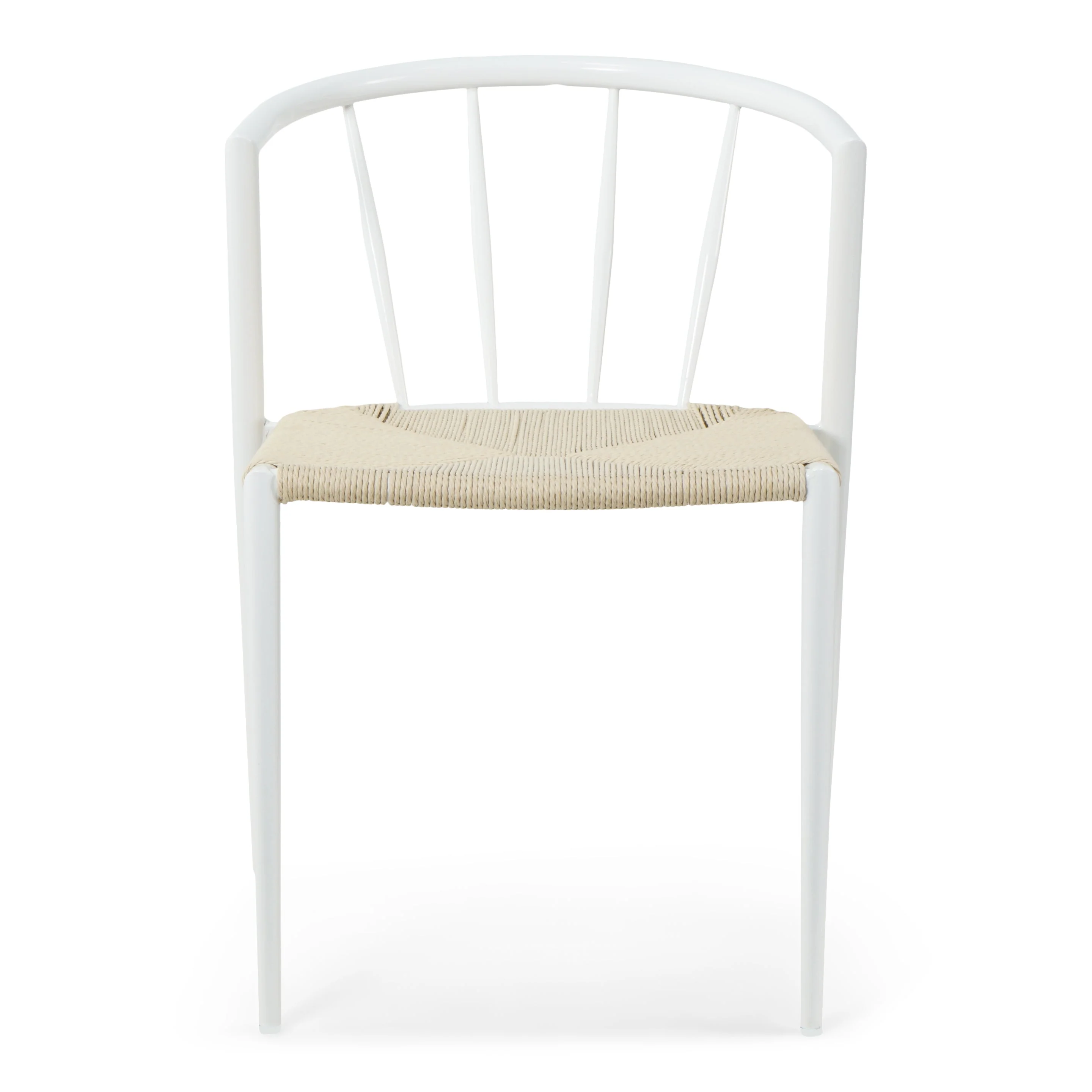 Bella - Chaise de salle à manger blanche avec siège en rotin - Image 6
