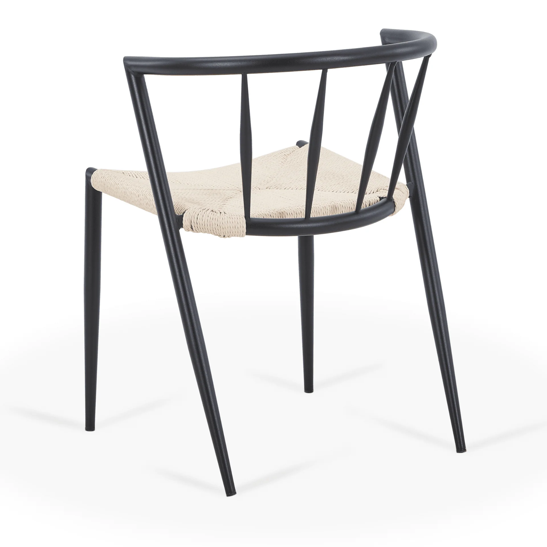 Bella - Chaise de salle à manger noire avec assise en rotin - Image 3