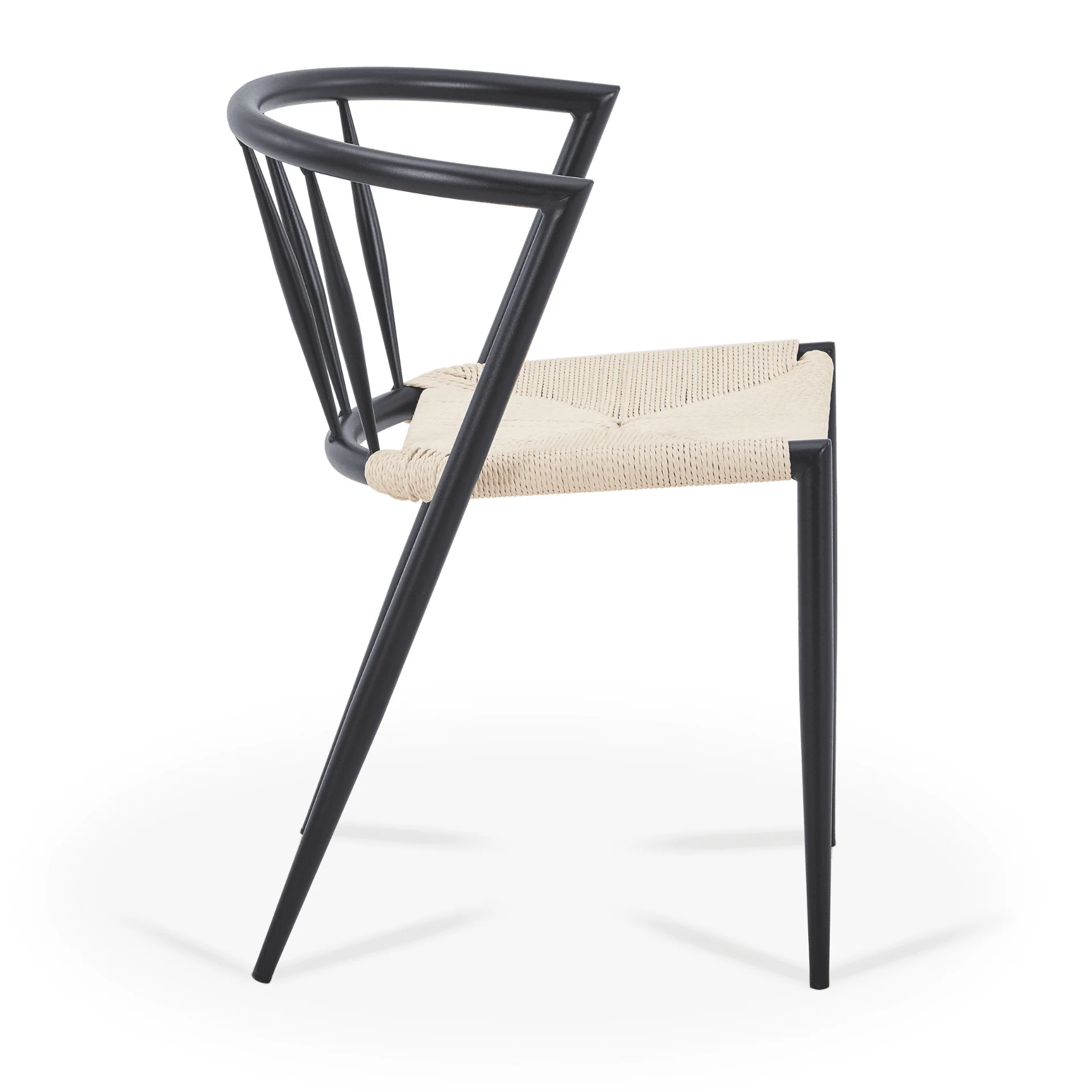 Bella - Chaise de salle à manger noire avec assise en rotin - Image 5