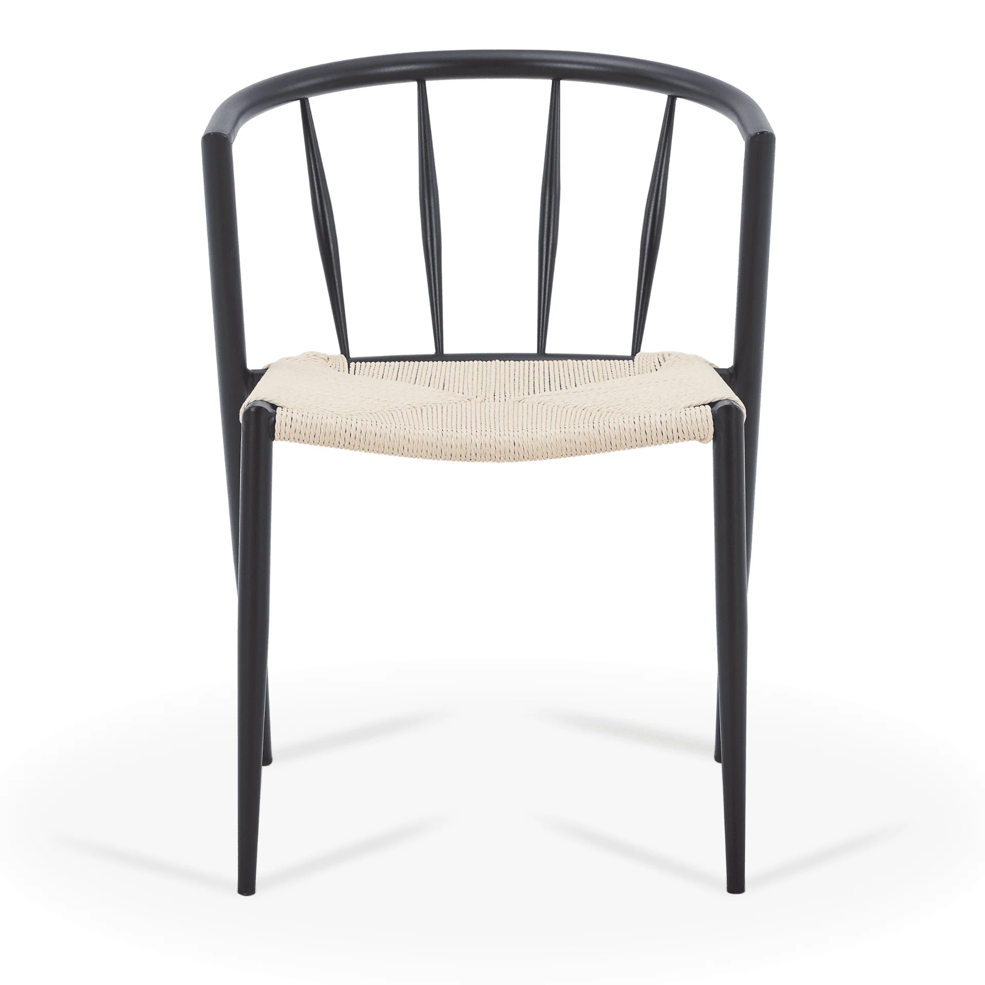 Bella - Chaise de salle à manger noire avec assise en rotin - Image 6