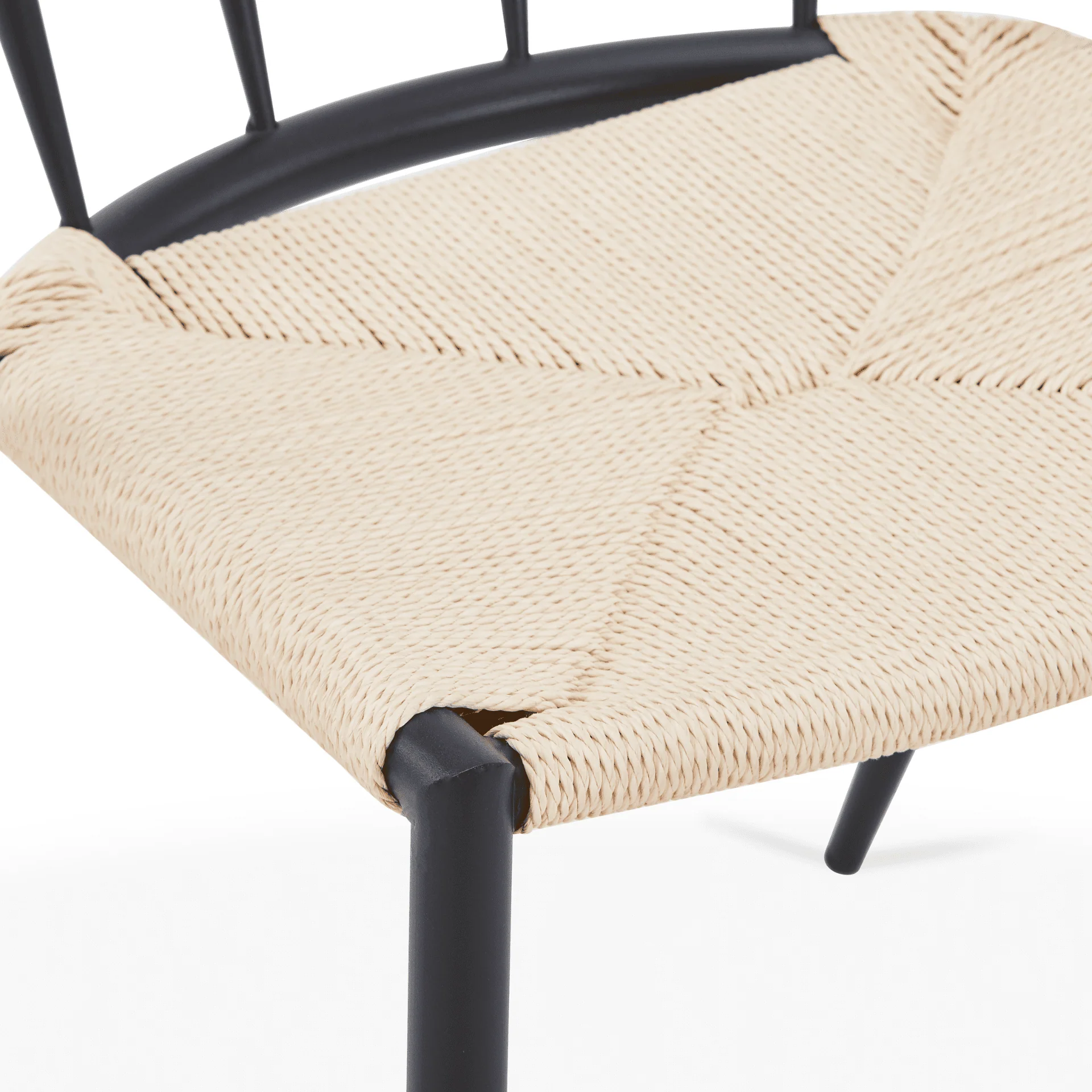 Bella - Chaise de salle à manger noire avec assise en rotin - Image 7