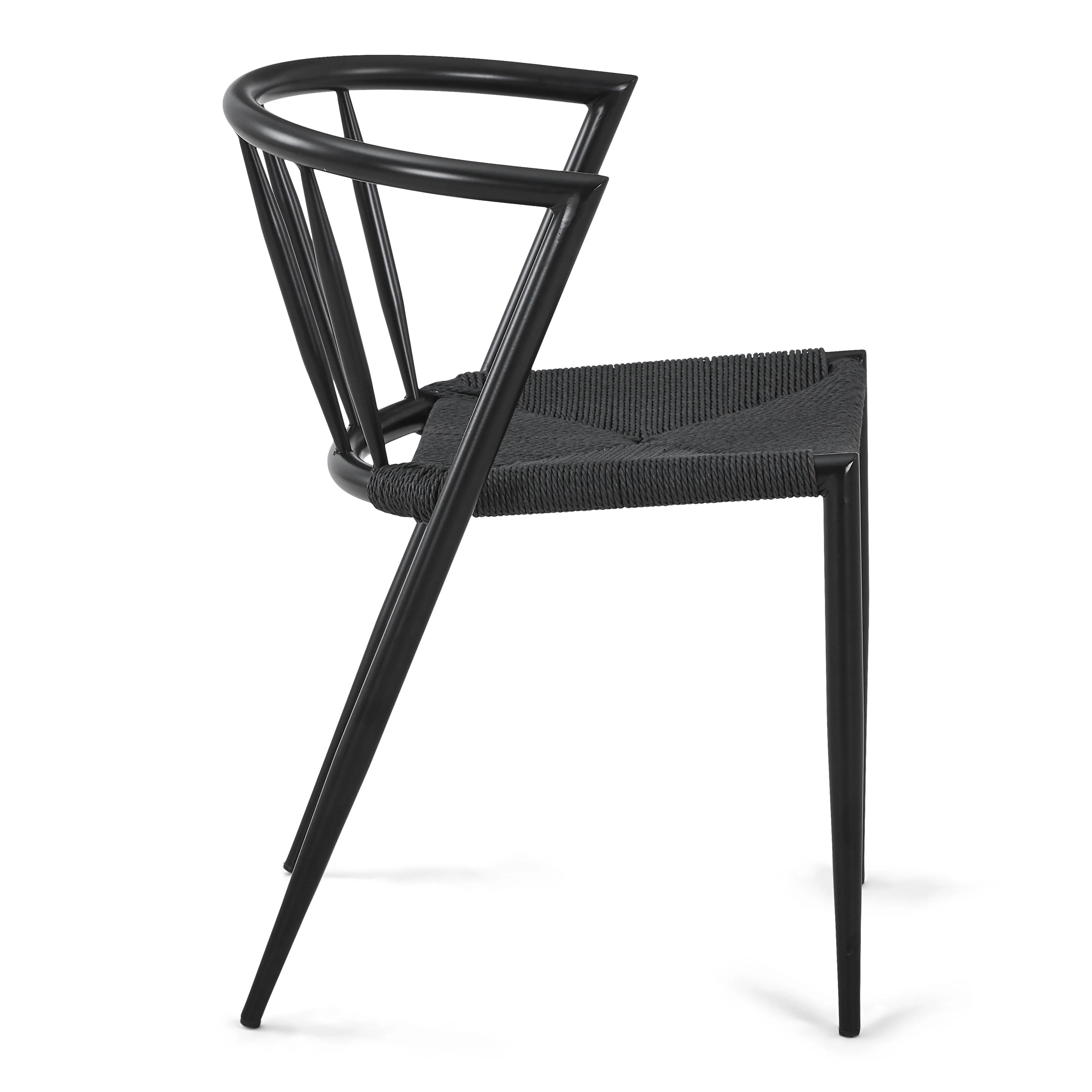 Bella - Chaise de salle à manger noire/noire avec assise en osier - Image 7