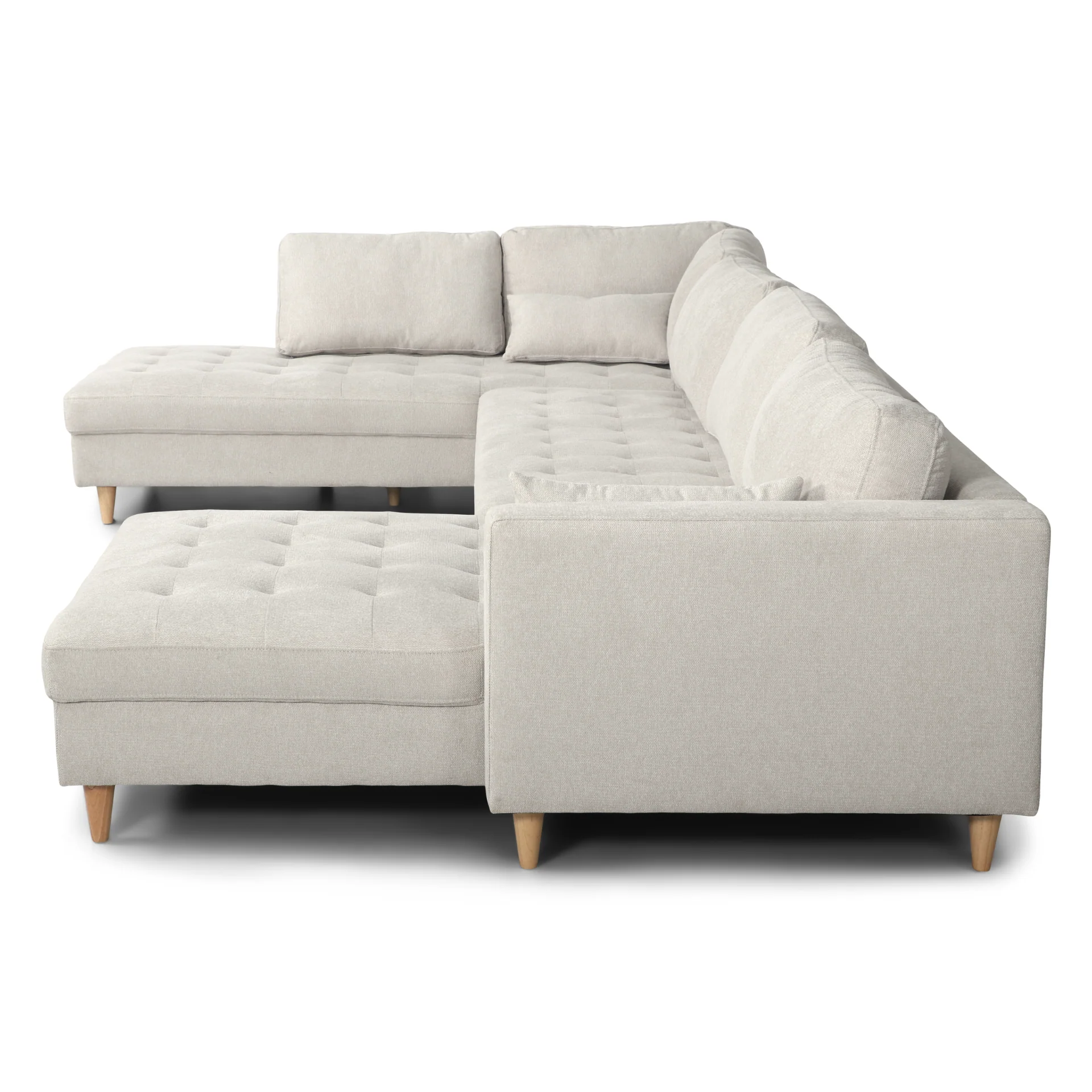 Brandy - Canapé d'angle droit beige avec méridienne L:366 x P:211 x H:80 cm - Image 10