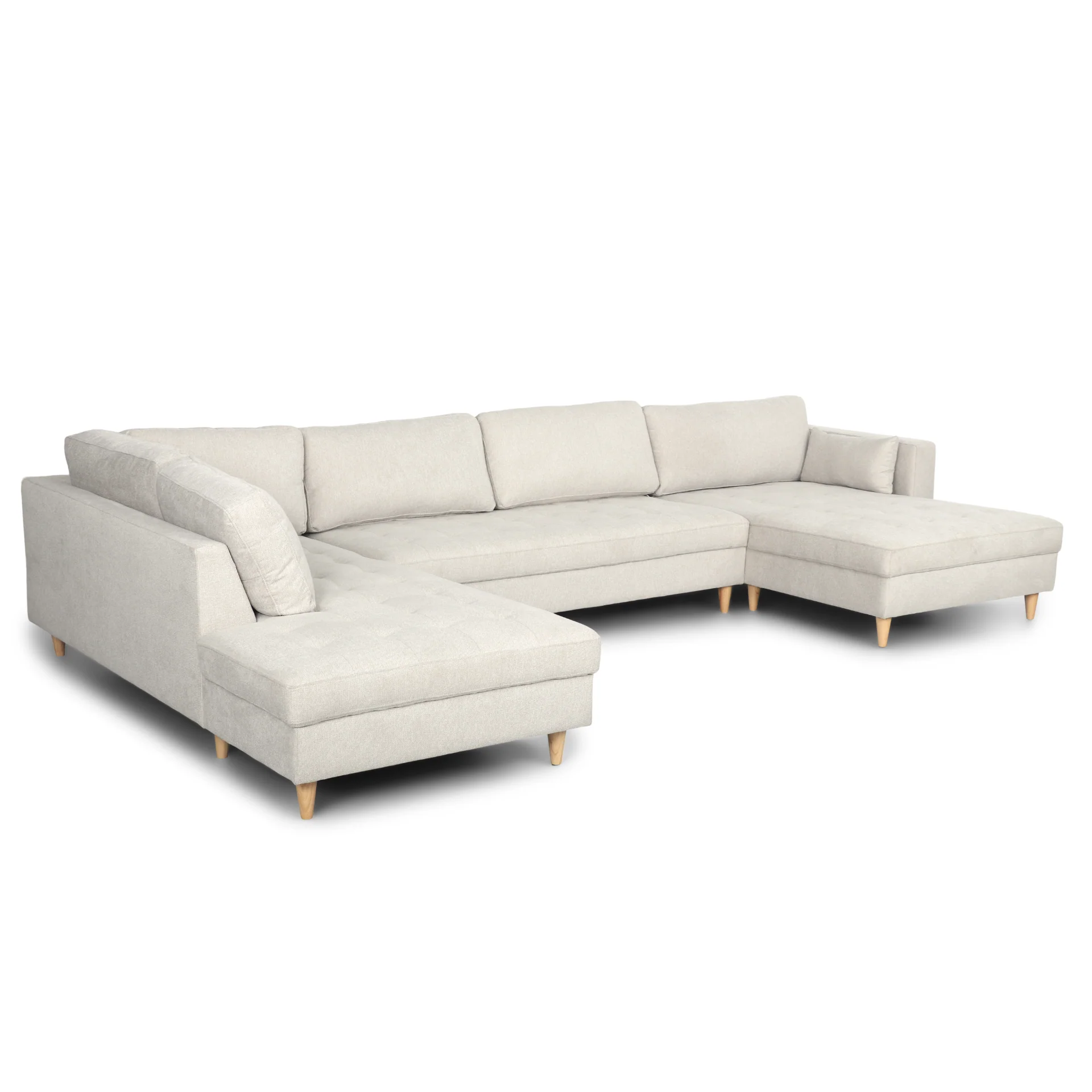 Brandy - Canapé d'angle droit beige avec méridienne L:366 x P:211 x H:80 cm - Image 4