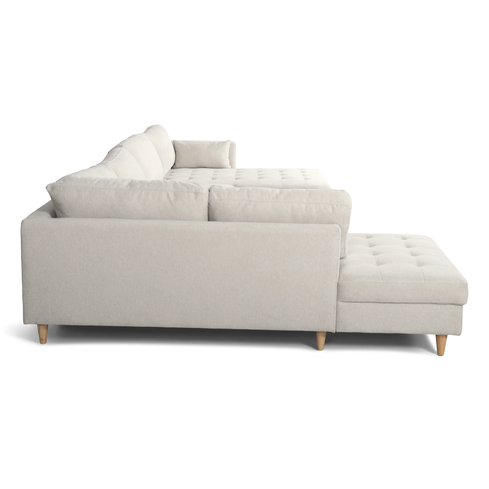 Brandy - Canapé d'angle droit beige avec méridienne L:366 x P:211 x H:80 cm - Image 5