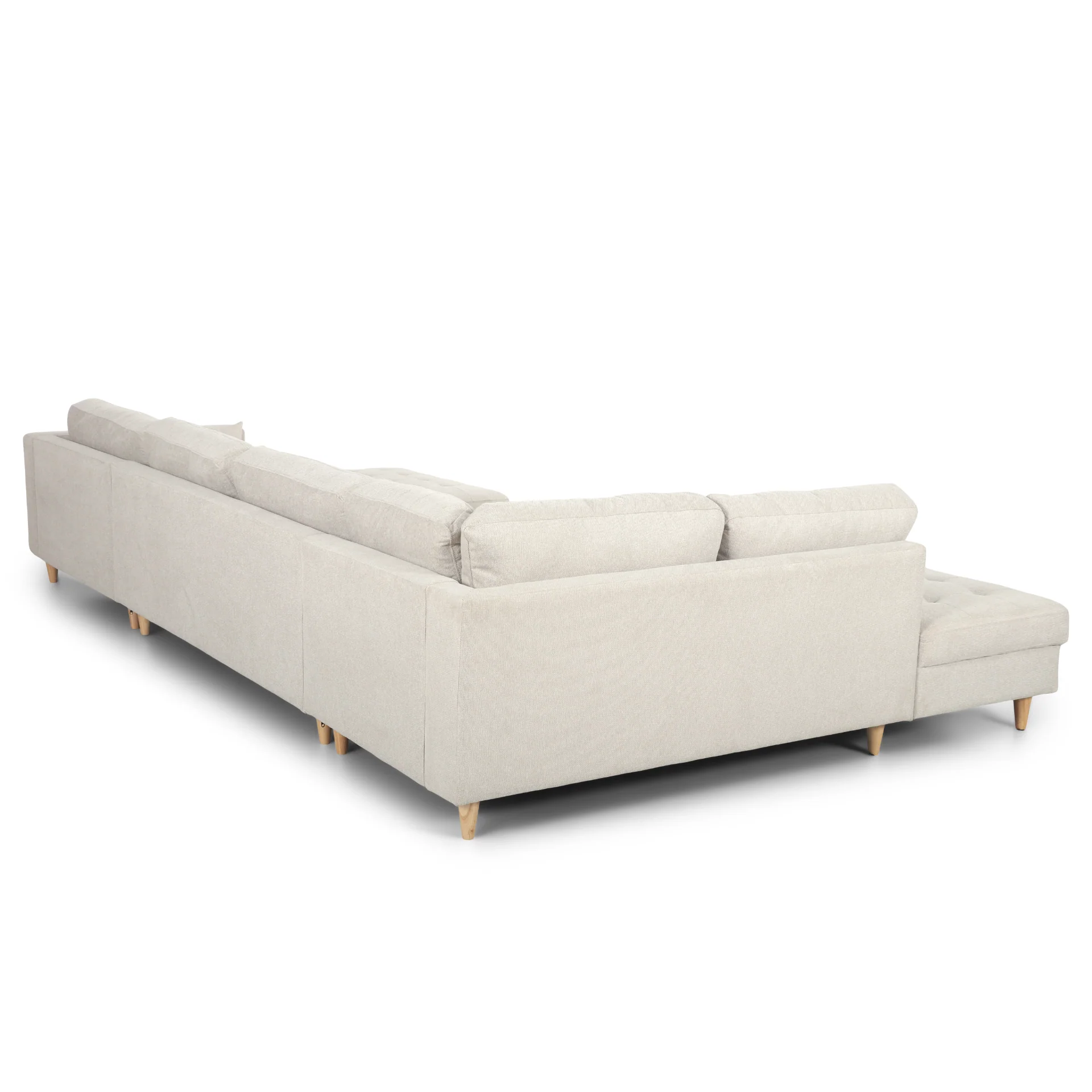 Brandy - Canapé d'angle droit beige avec méridienne L:366 x P:211 x H:80 cm - Image 7