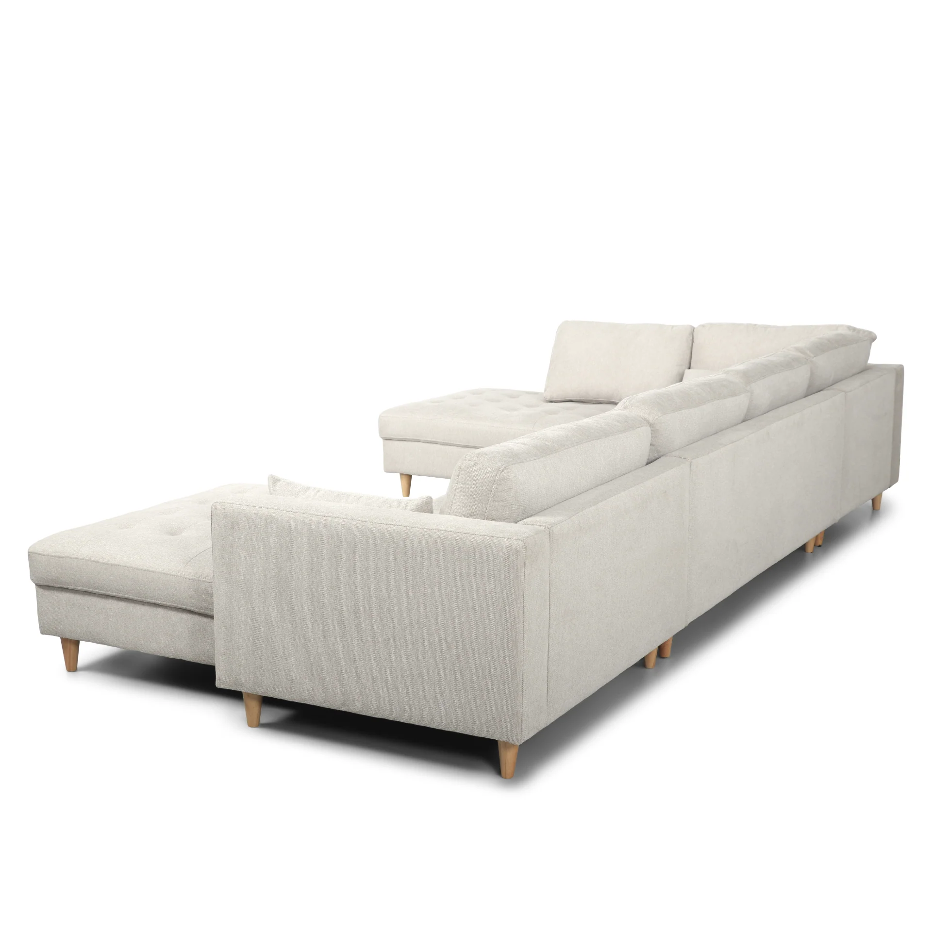 Brandy - Canapé d'angle droit beige avec méridienne L:366 x P:211 x H:80 cm - Image 8