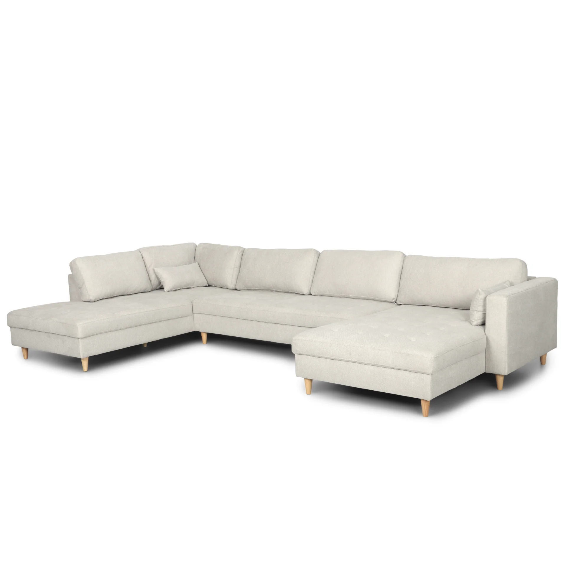 Brandy - Canapé d'angle droit beige avec méridienne L:366 x P:211 x H:80 cm - Image 9