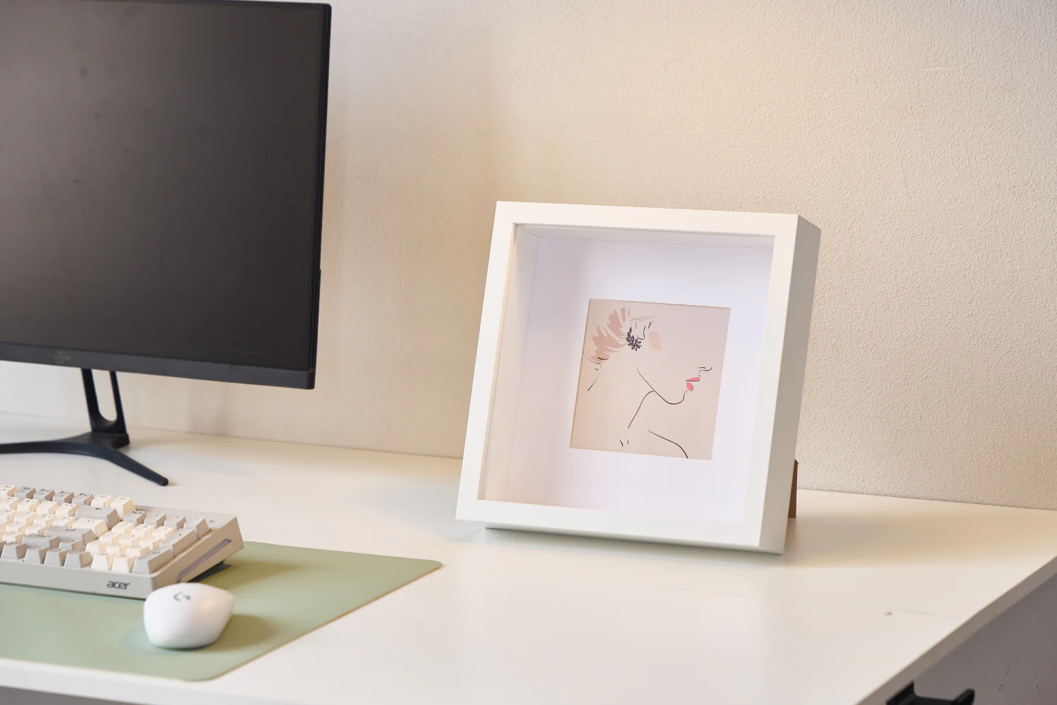 Cadre photo profond Salma blanc 25x25 cm - Image 5