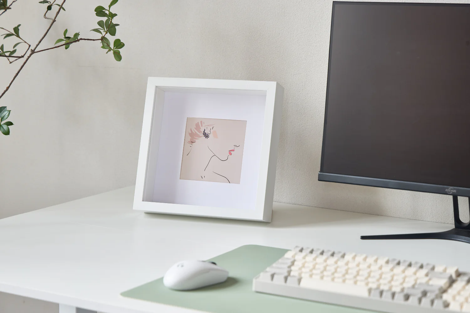 Cadre photo profond Salma blanc 25x25 cm - Image 8
