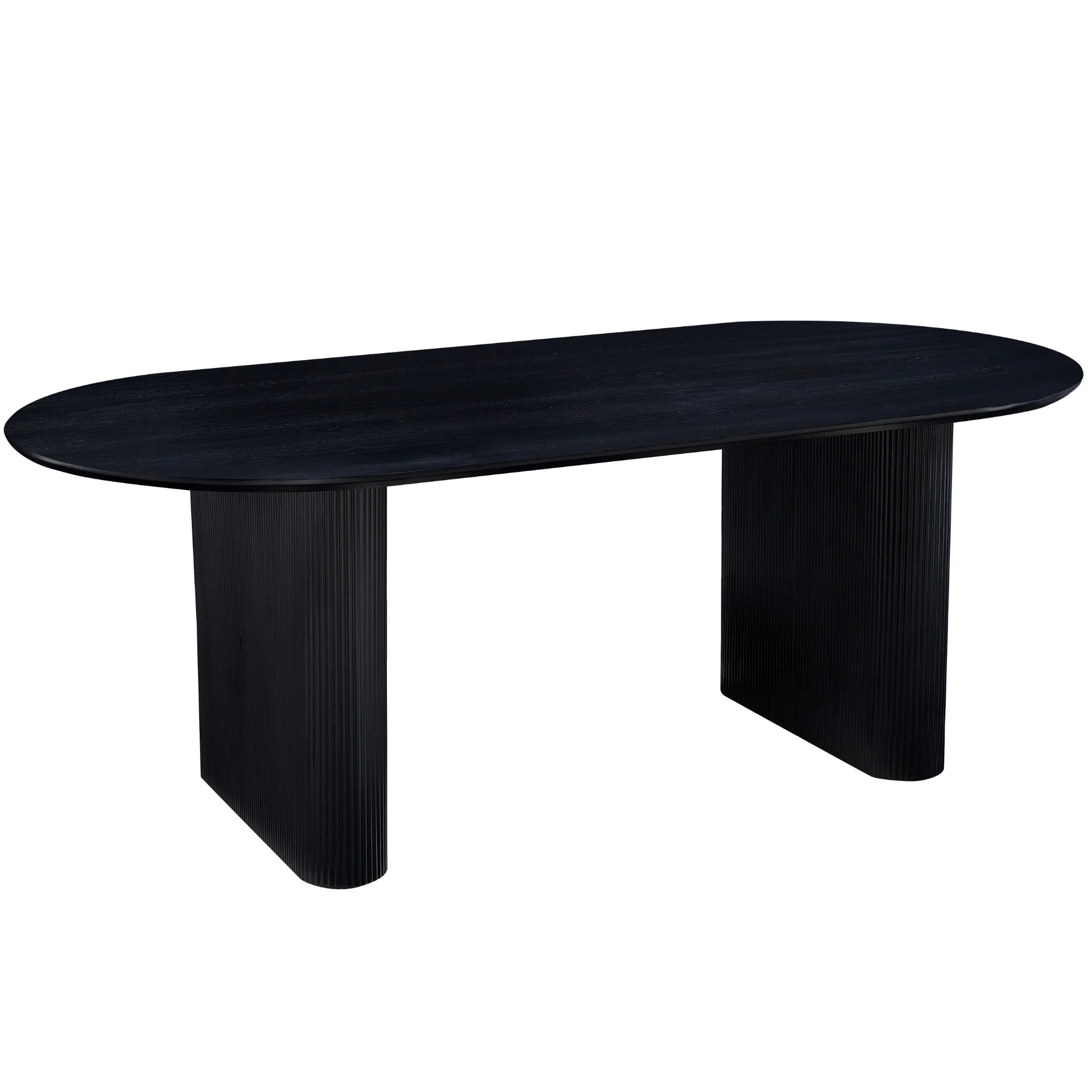 Carisma Table à manger ovale en lamelles noir 200 x 100 cm avec pied colonne - Image 4