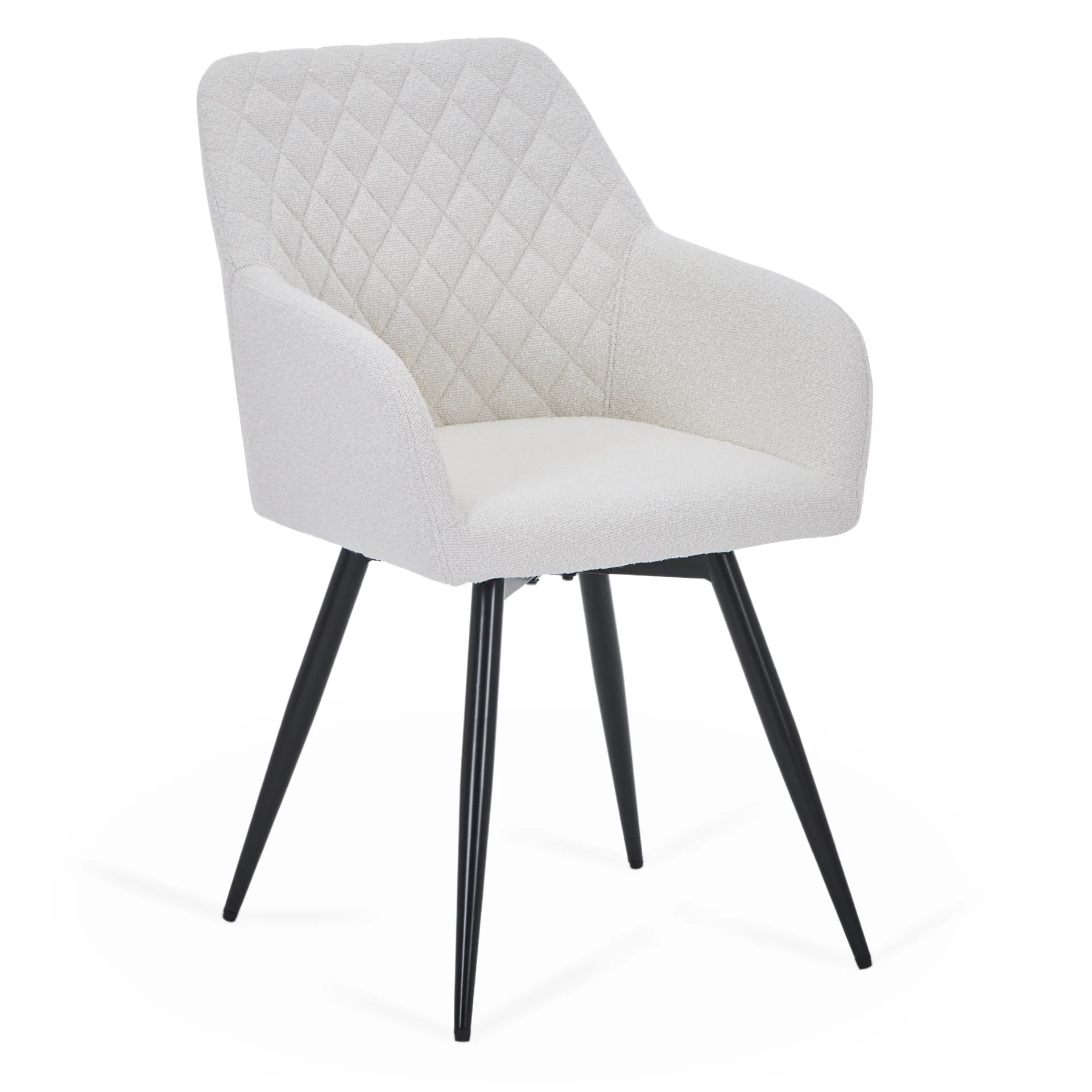 Carlo - Chaise de salle à manger en bouclé blanc avec rotation à 360 degrés - Image 3
