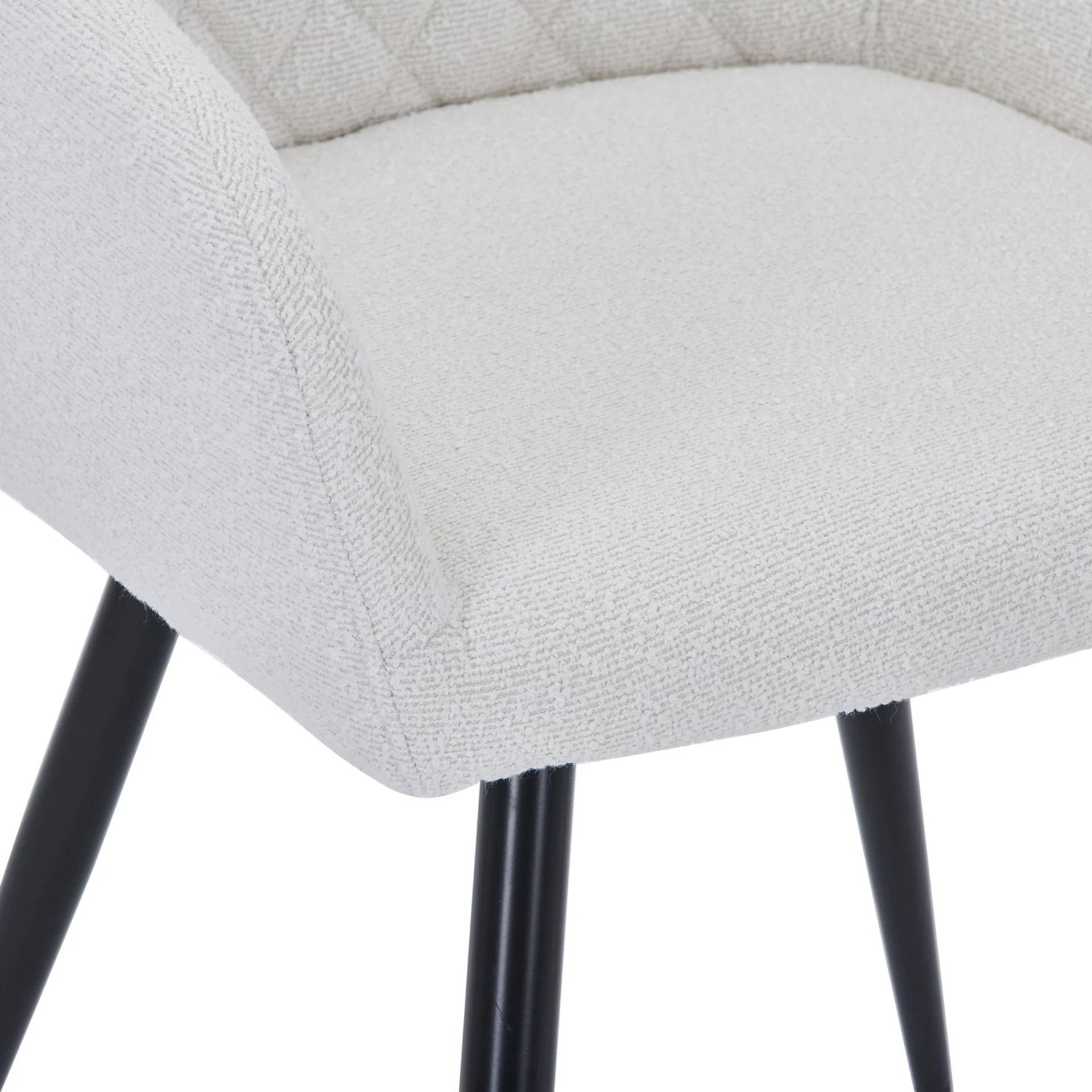 Carlo - Chaise de salle à manger en bouclé blanc avec rotation à 360 degrés - Image 4