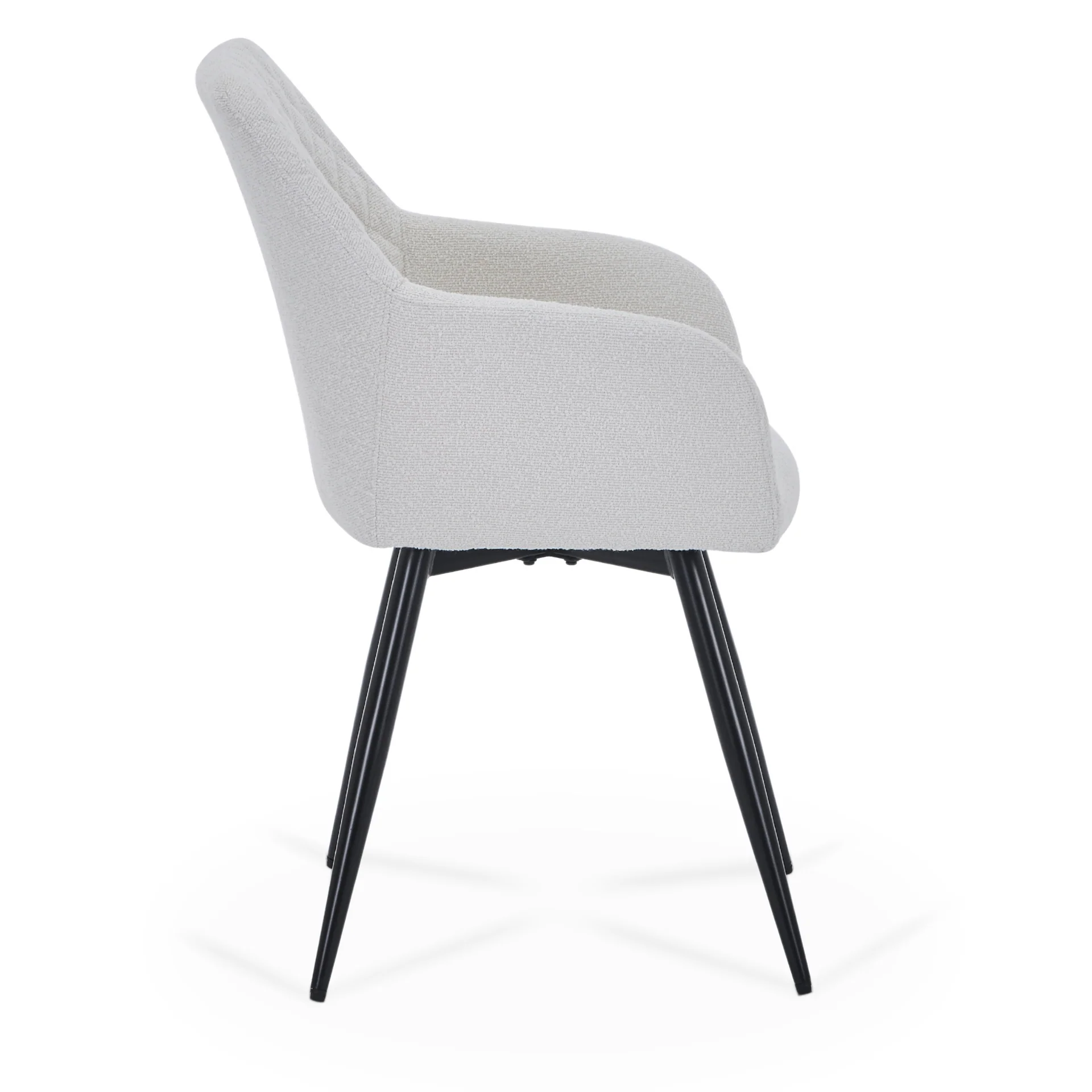 Carlo - Chaise de salle à manger en bouclé blanc avec rotation à 360 degrés - Image 6