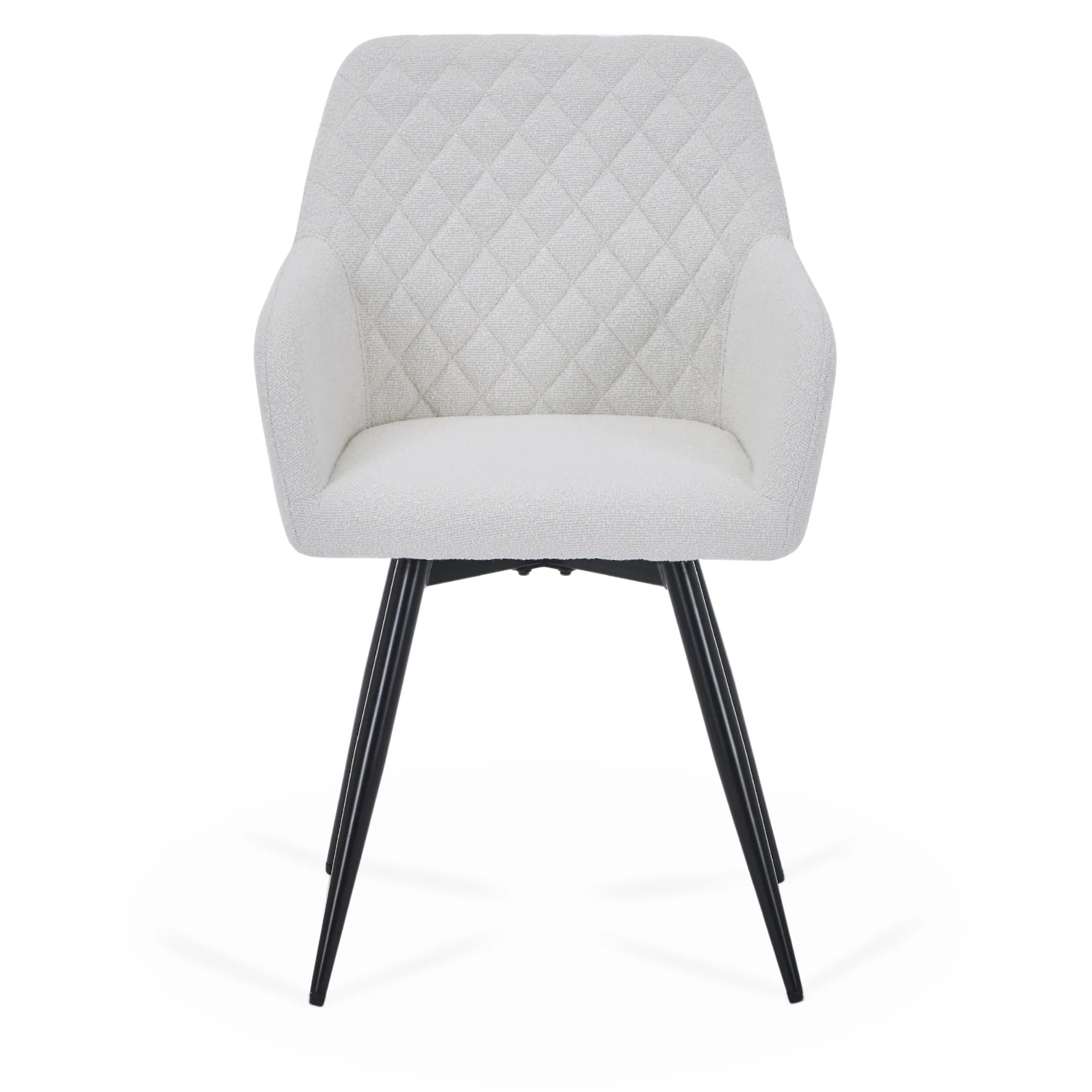 Carlo - Chaise de salle à manger en bouclé blanc avec rotation à 360 degrés - Image 7