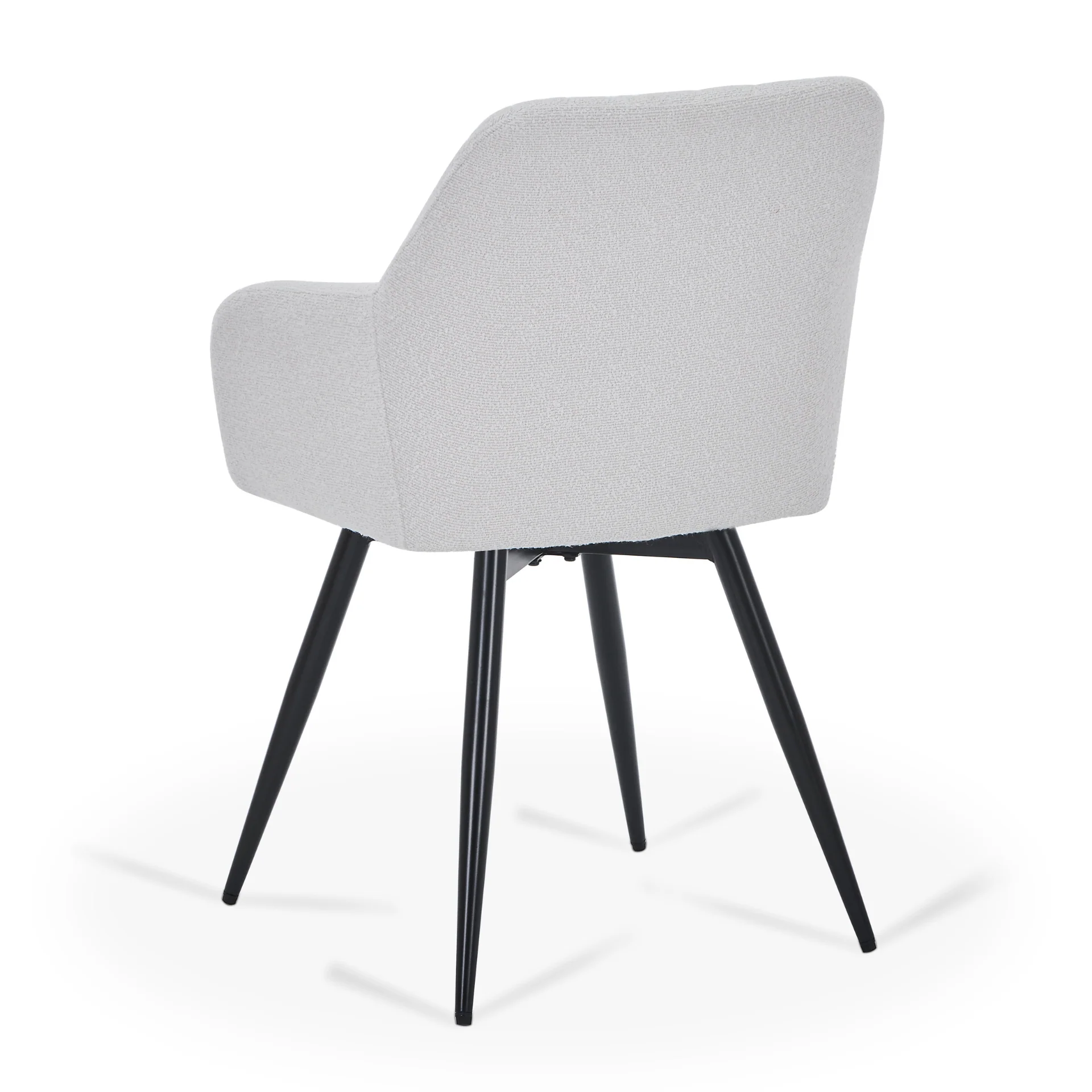 Carlo - Chaise de salle à manger en bouclé blanc avec rotation à 360 degrés - Image 8