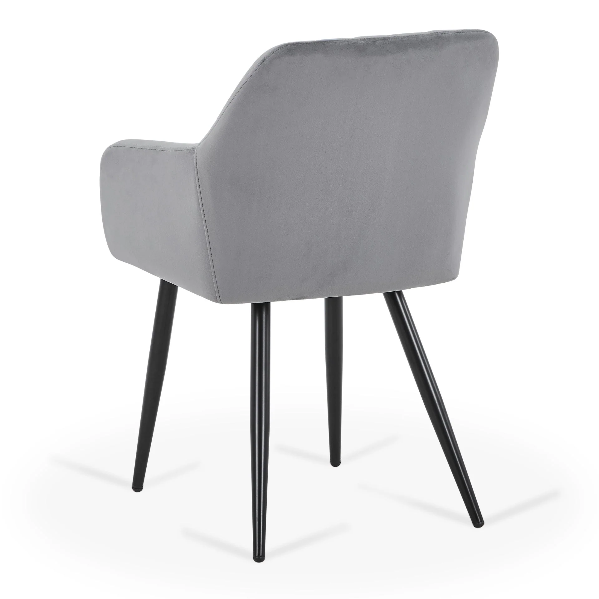 Carlo - Chaise de salle à manger en velours gris avec accoudoirs - Image 4
