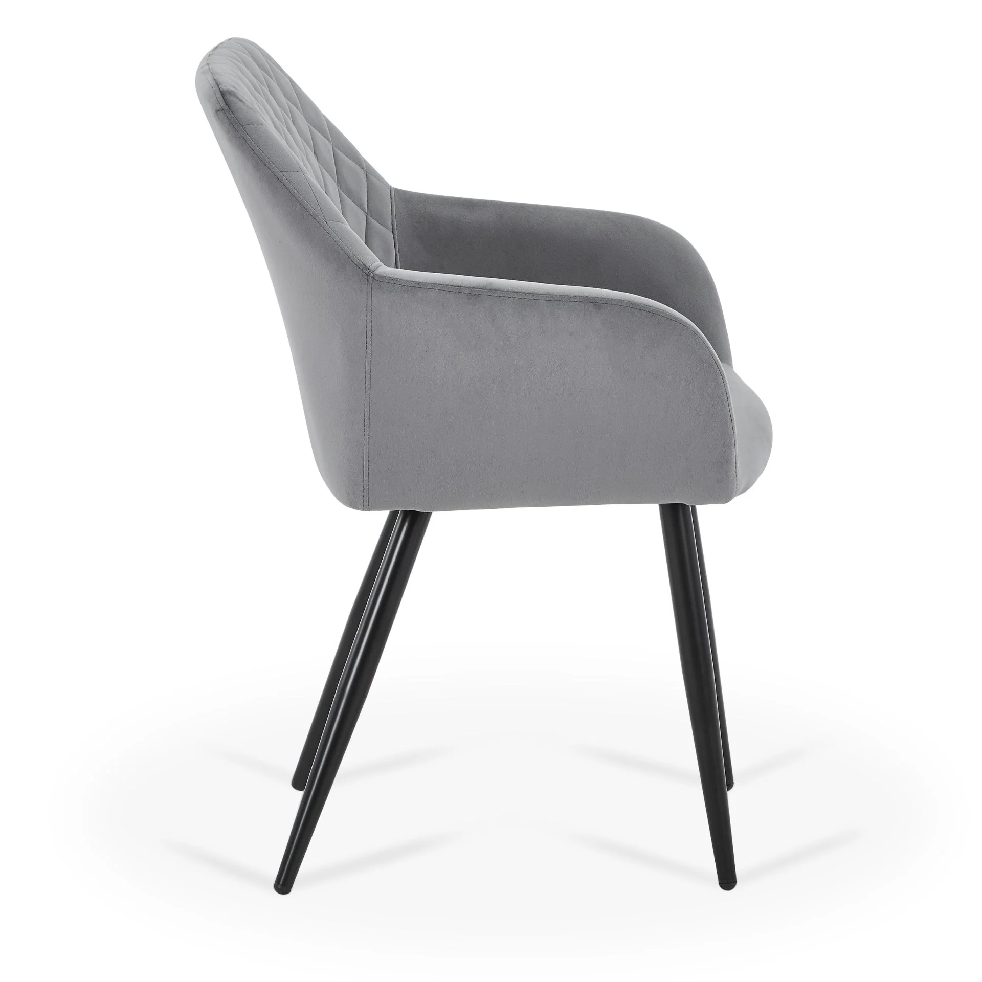 Carlo - Chaise de salle à manger en velours gris avec accoudoirs - Image 5