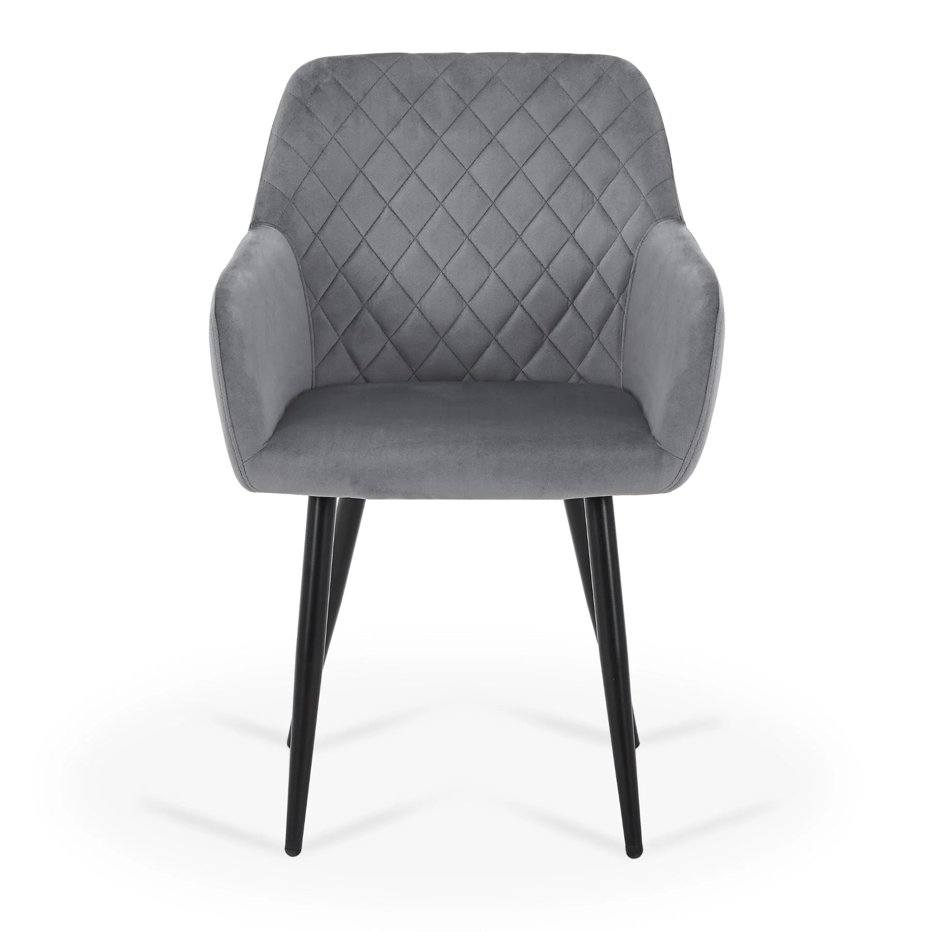 Carlo - Chaise de salle à manger en velours gris avec accoudoirs - Image 7