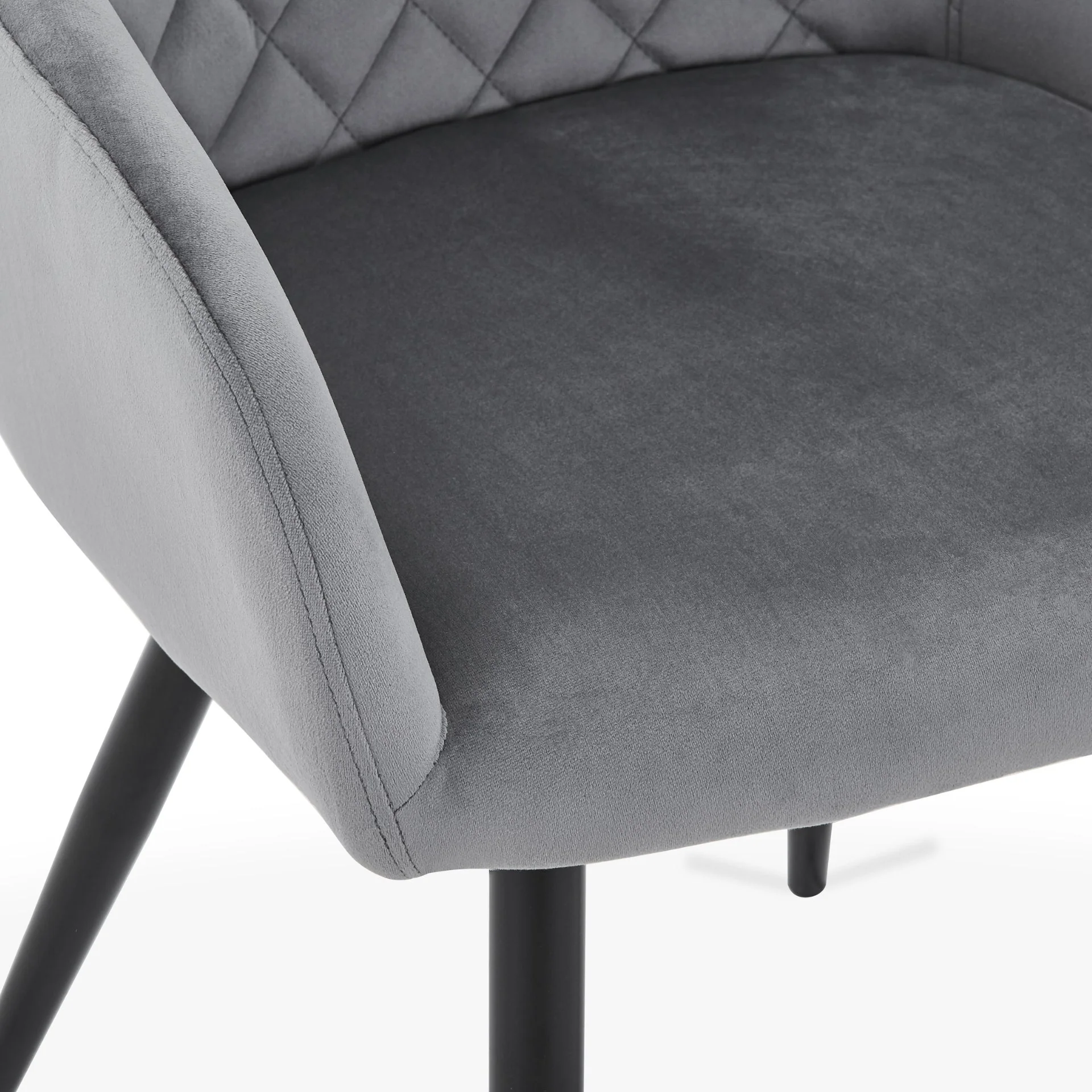 Carlo - Chaise de salle à manger en velours gris avec accoudoirs - Image 8