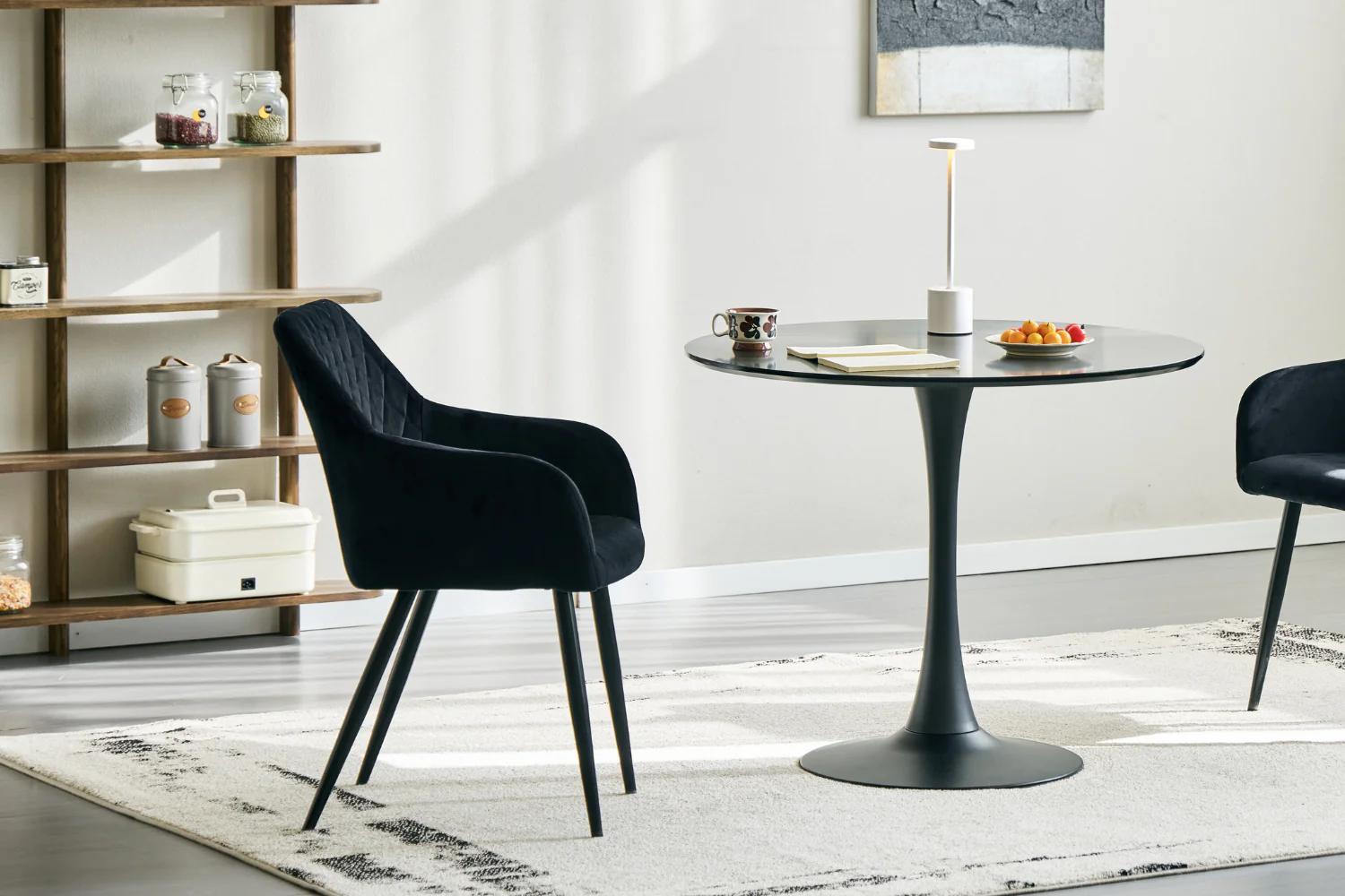 Carlo - Chaise de salle à manger en velours noir - Image 9
