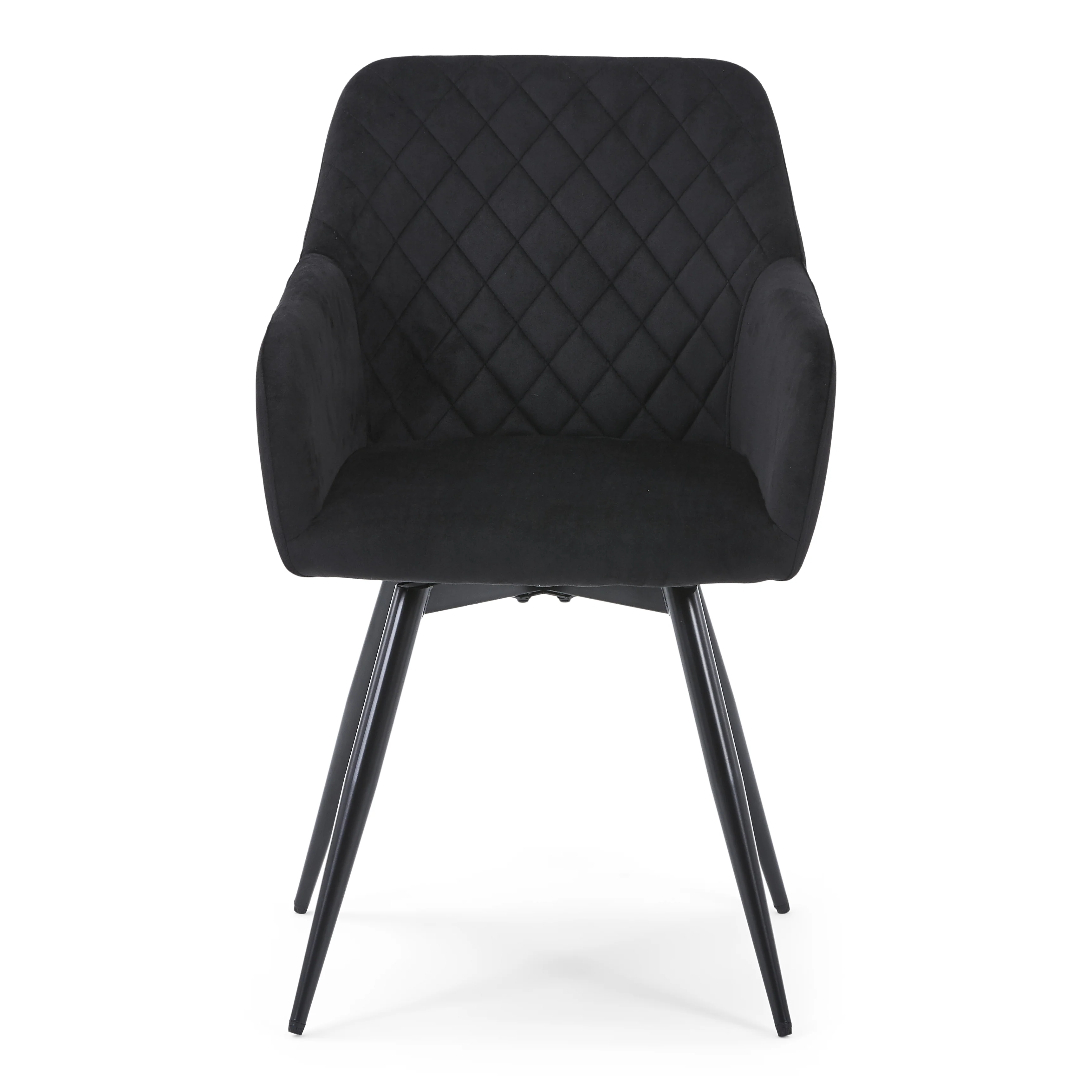 Carlo - Chaise de salle à manger en velours noir avec rotation à 360 degrés - Image 3