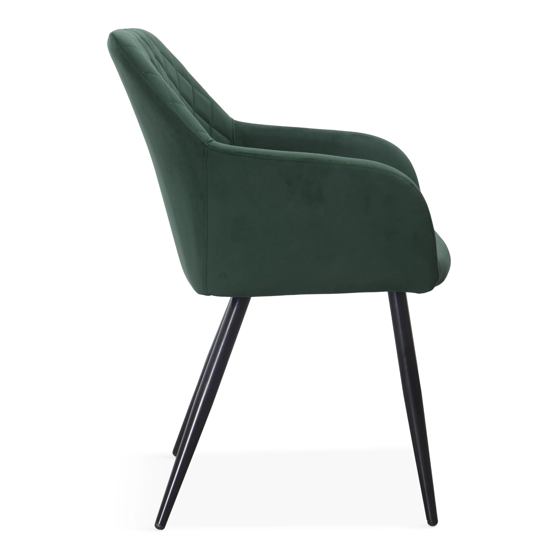 Carlo - Chaise de salle à manger en velours vert avec accoudoirs - Image 6