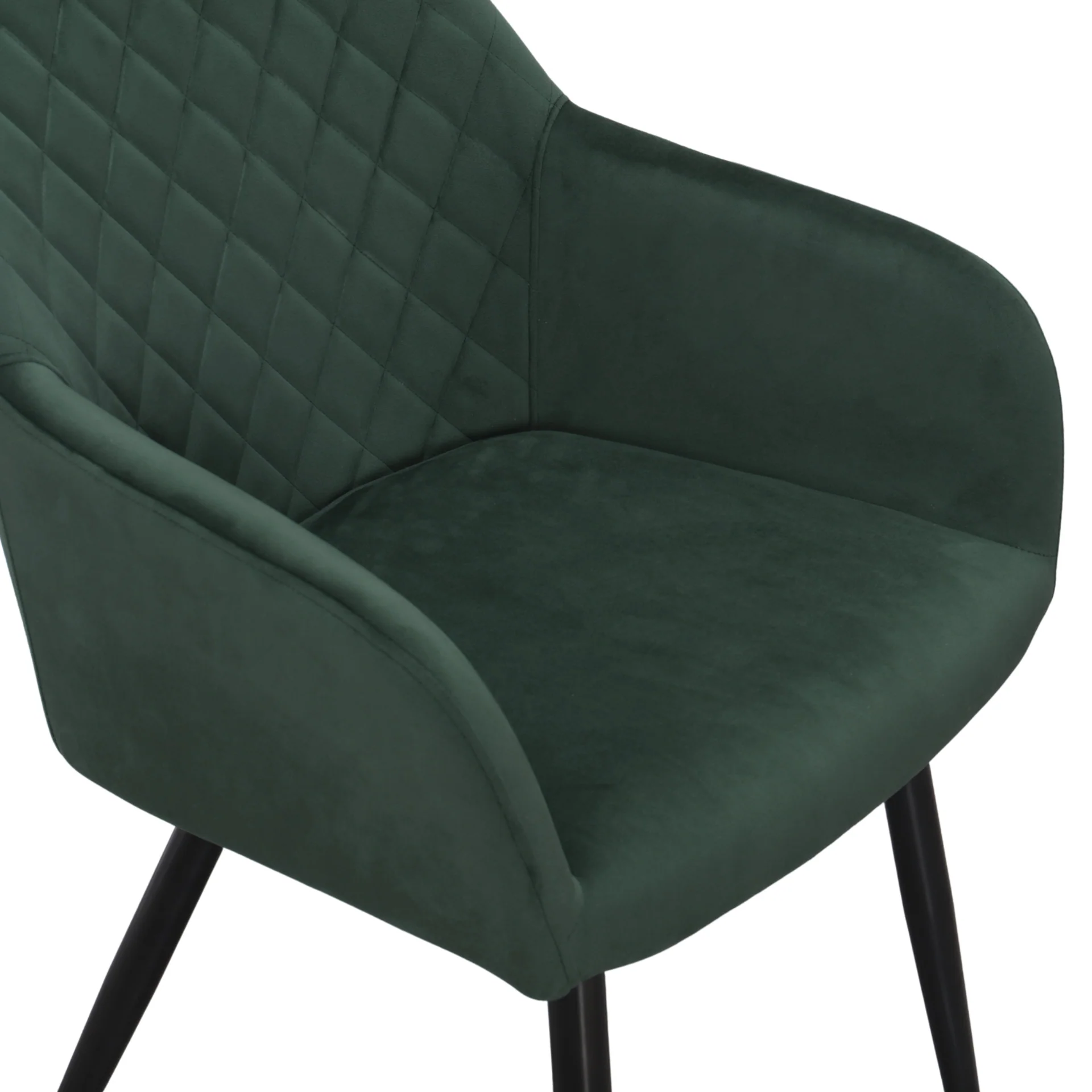Carlo - Chaise de salle à manger en velours vert avec accoudoirs - Image 7