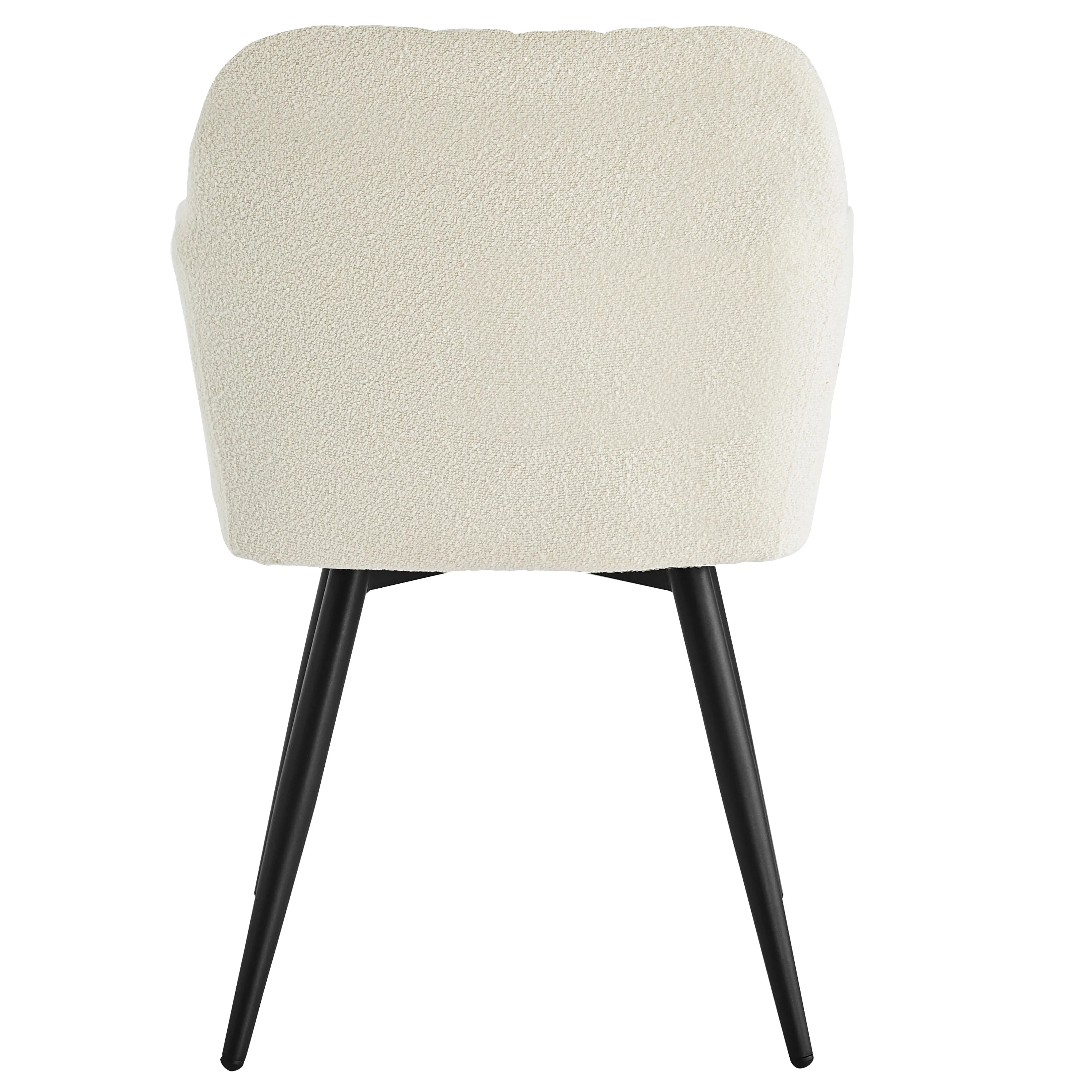 Carlo - Chaise de salle à manger rembourrée en bouclé blanc avec accoudoirs - Image 4
