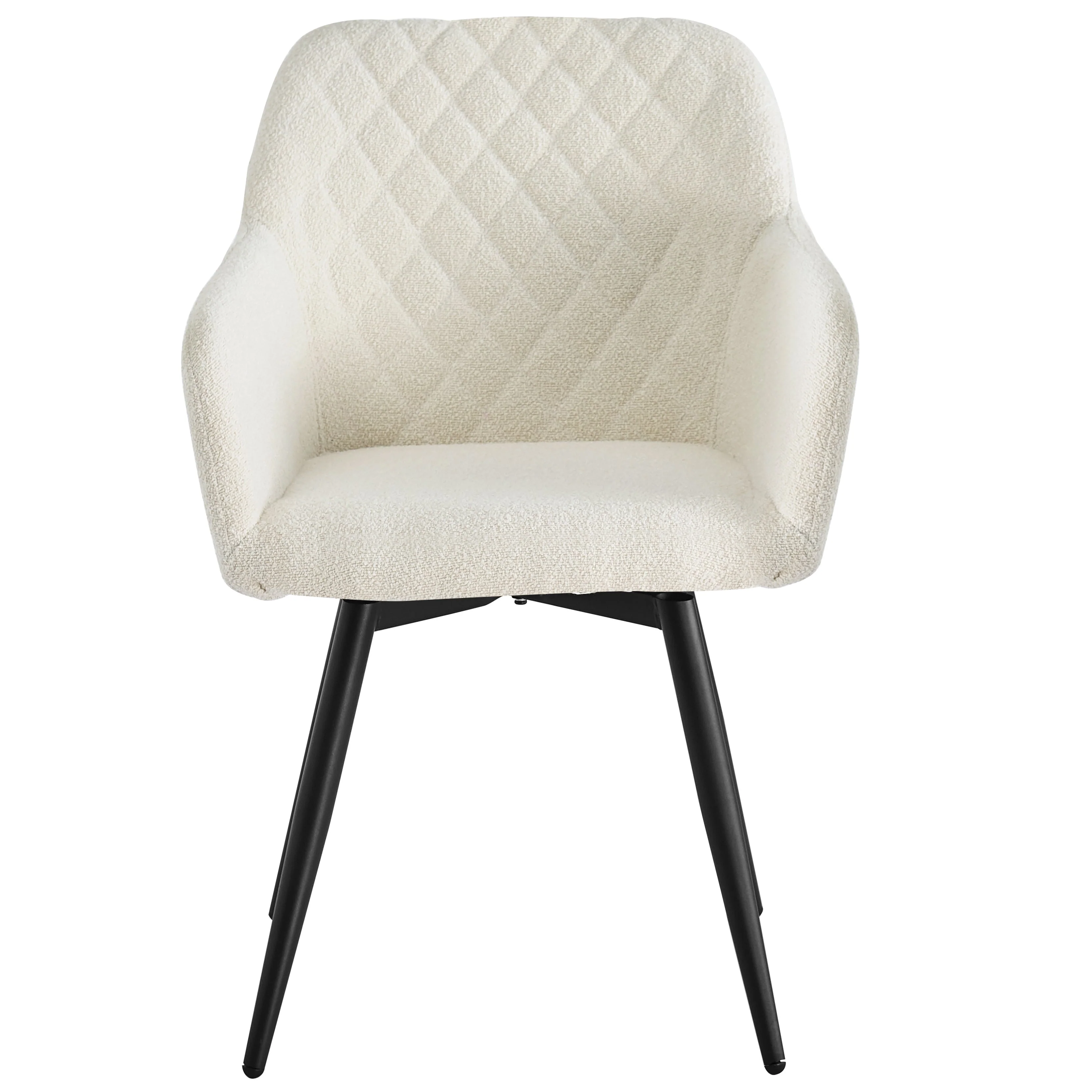 Carlo - Chaise de salle à manger rembourrée en bouclé blanc avec accoudoirs - Image 5